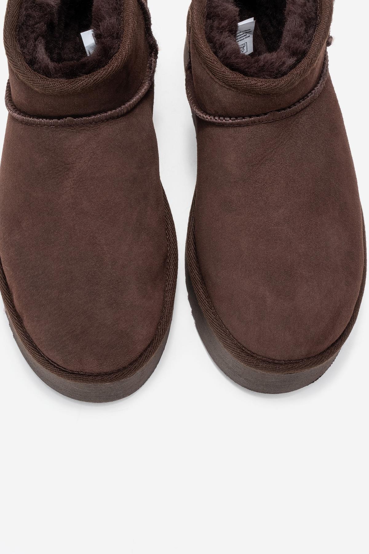 Havana - Brown Suede Genuine Leather Fur-Lined Platform Ankle Boot (Women) - Image 2