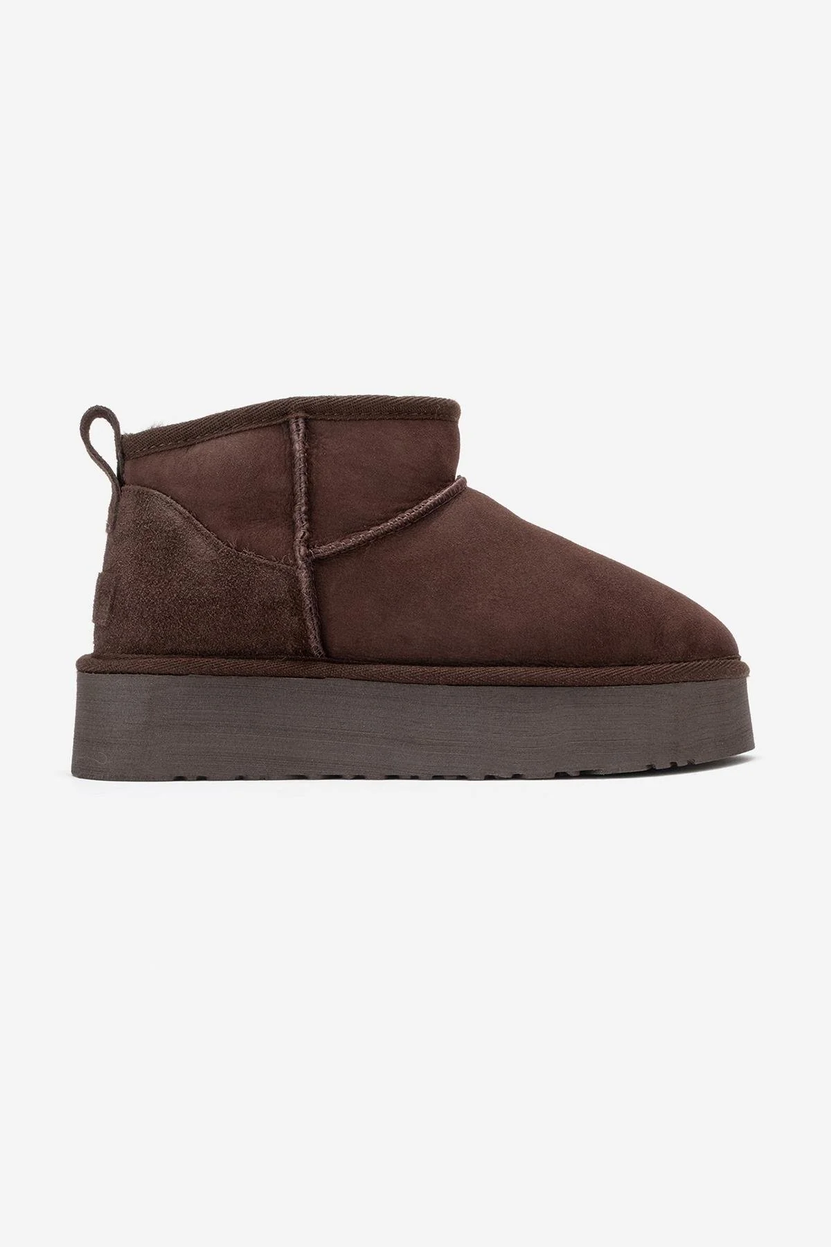 Havana - Brown Suede Genuine Leather Fur-Lined Platform Ankle Boot (Women) - Image 6