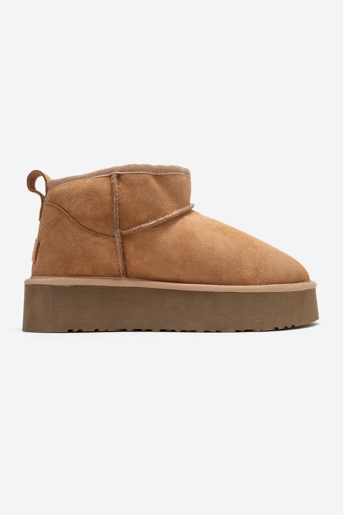 Havana - Tan Suede Genuine Leather Platform Mini Boot (Women) - Image 6
