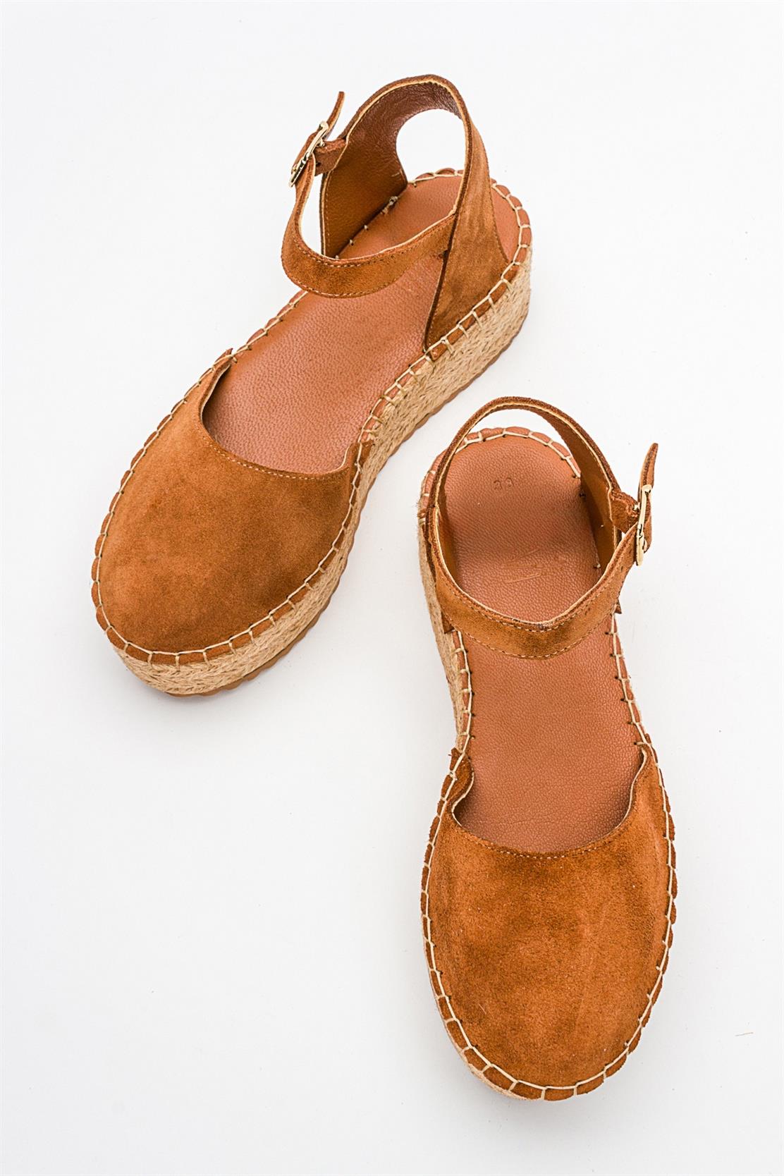 Viba - Cognac Brown Suede Leather Espadrilles (Women) - Image 3