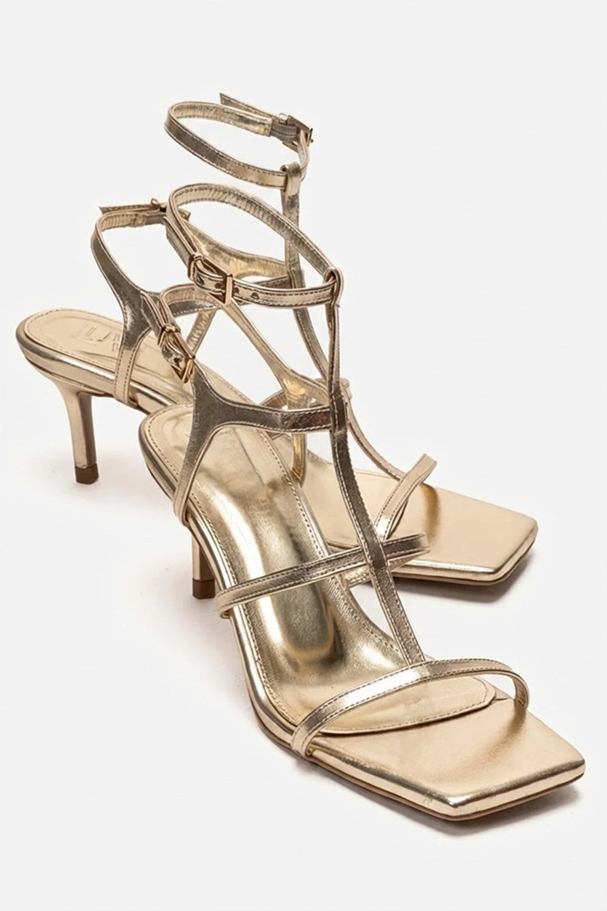 VIENTO - Gold Ankle-Strap Stiletto Pump (Women)