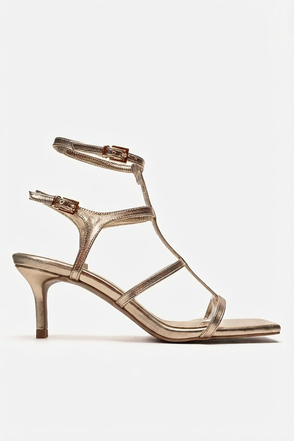 VIENTO - Gold Ankle-Strap Stiletto Pump (Women) - Image 4