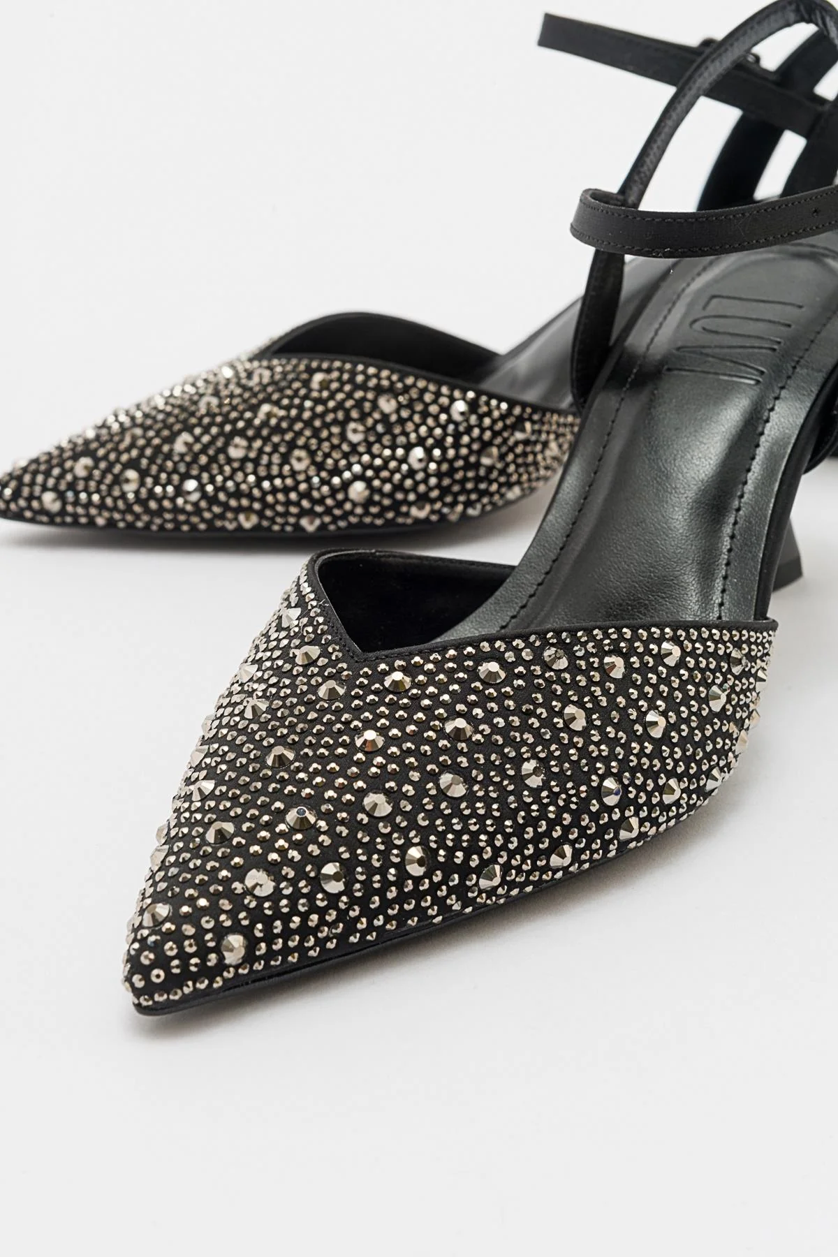 Vilka - Black Sparkling Slingback Kitten Heels - Image 4