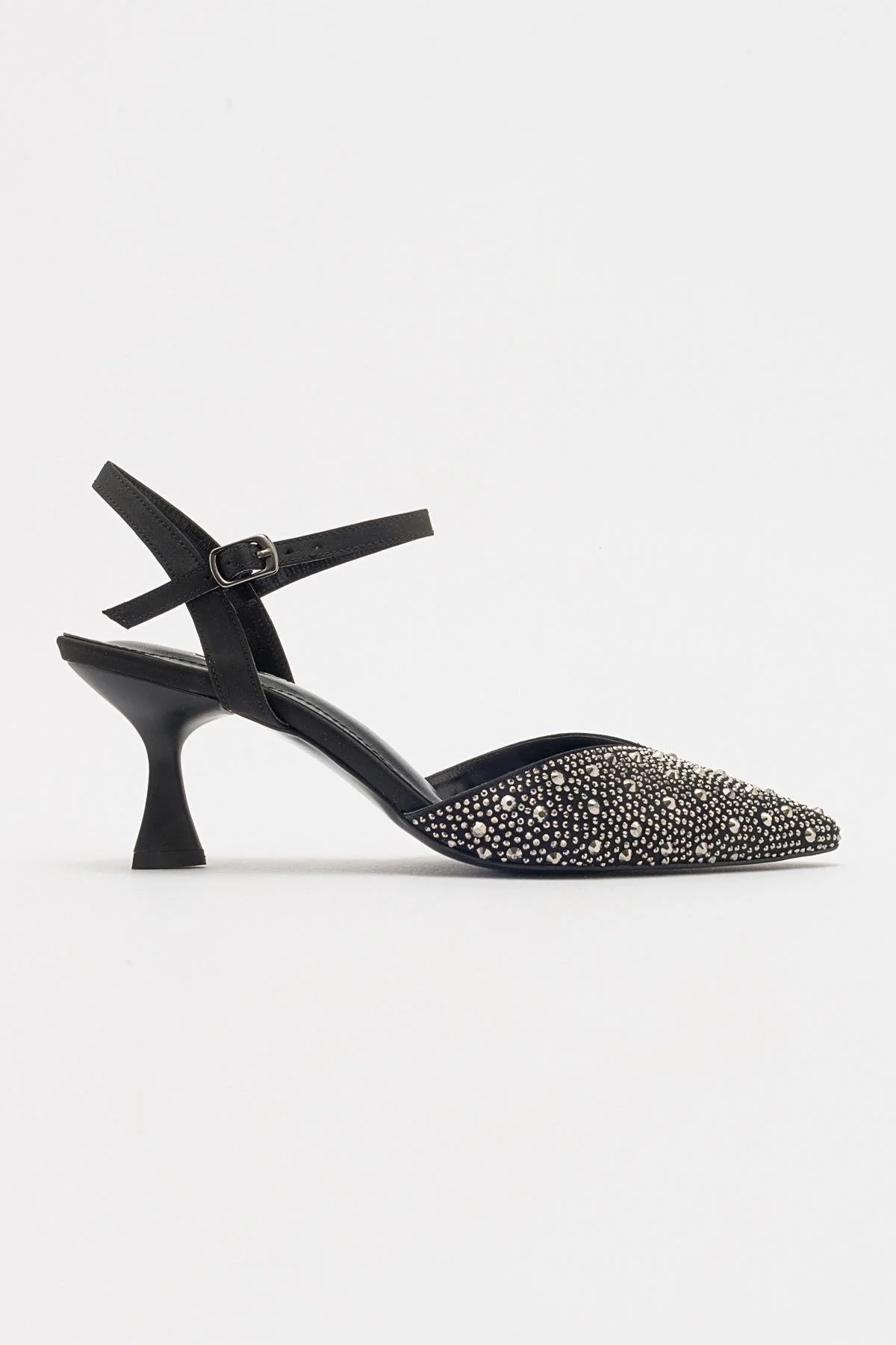 Vilka - Black Sparkling Slingback Kitten Heels - Image 6