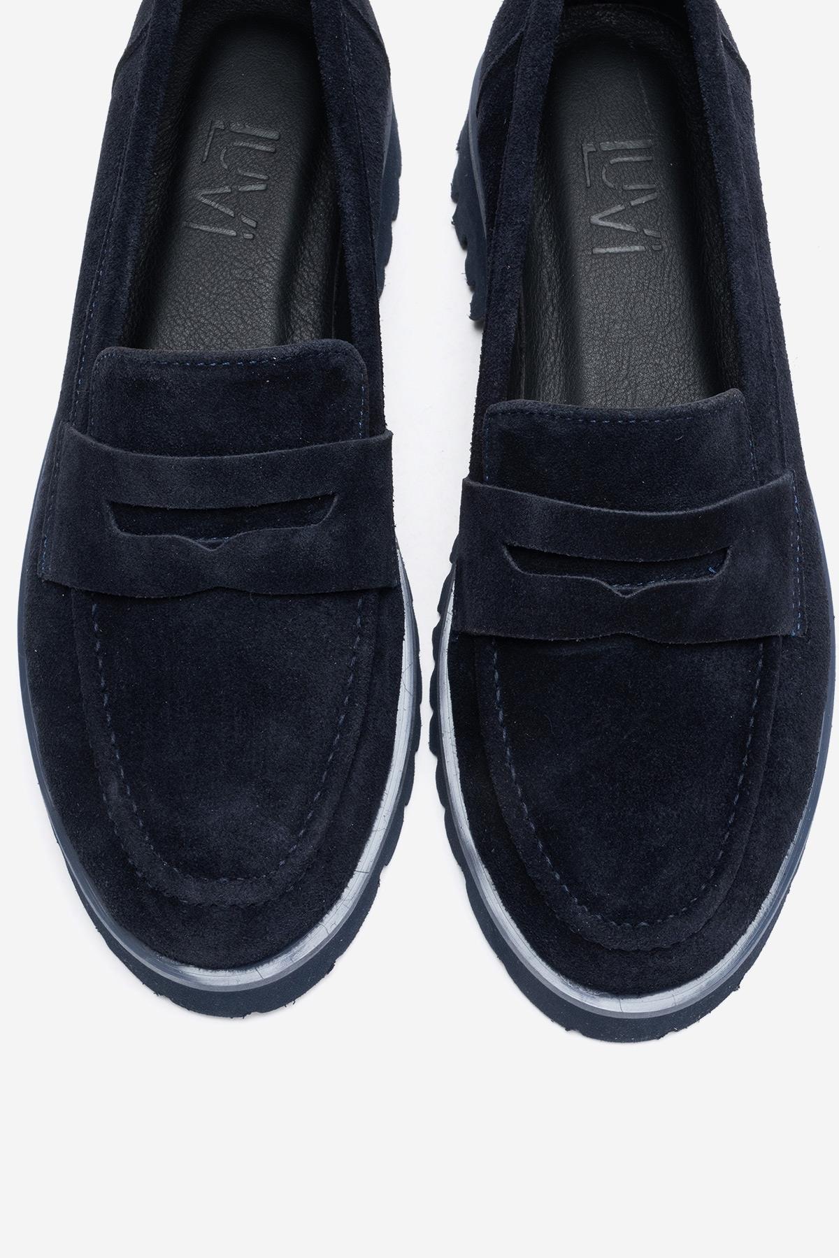 VIONEL - Navy Genuine Leather Loafer (Women) - Image 2