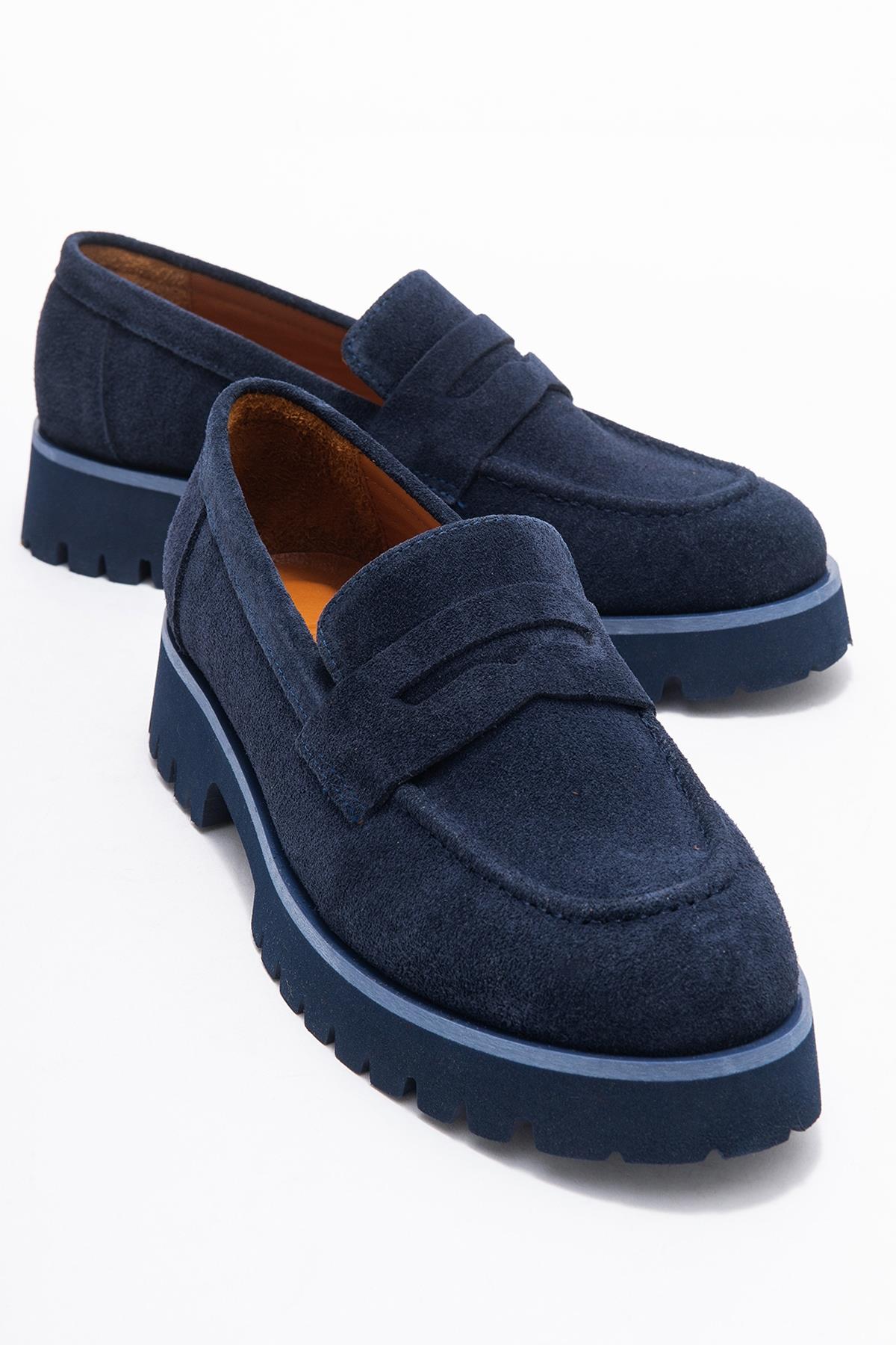 Vionel - Navy Suede Genuine Leather Loafer (Women)