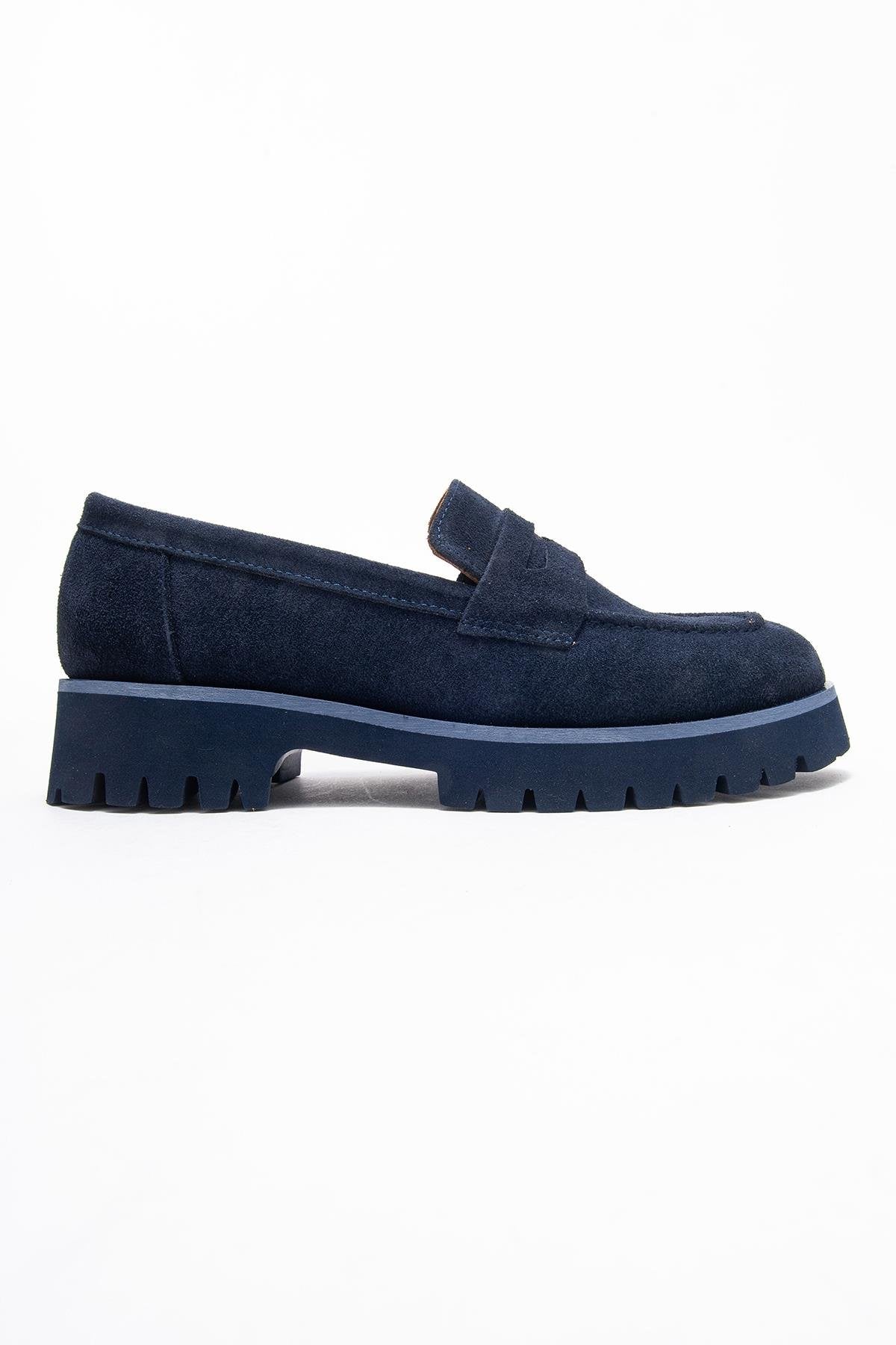 Vionel - Navy Suede Genuine Leather Loafer (Women) - Image 6