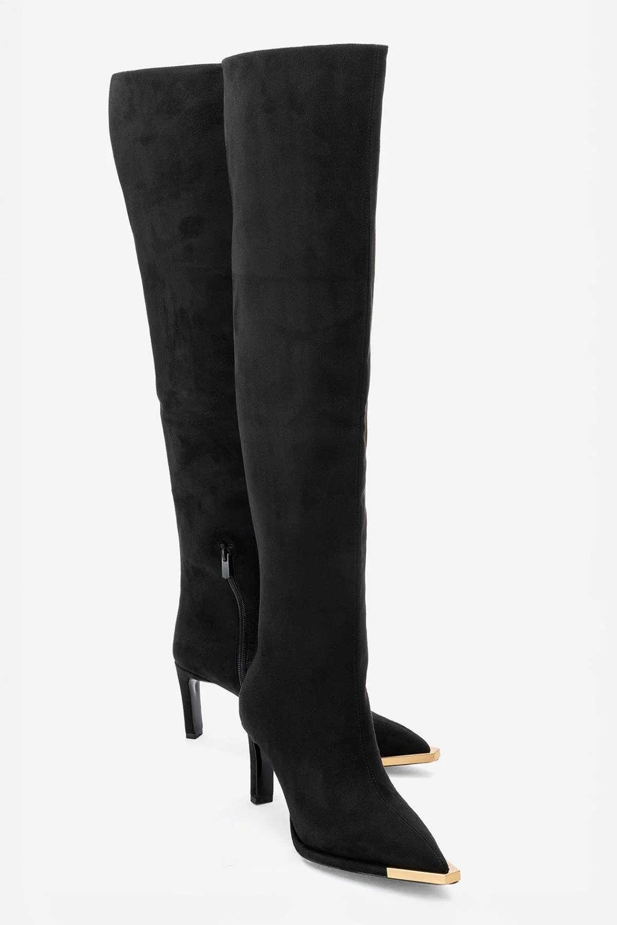 Vody - Black Suede Zip Over-The-Knee Stiletto Boot (Women)