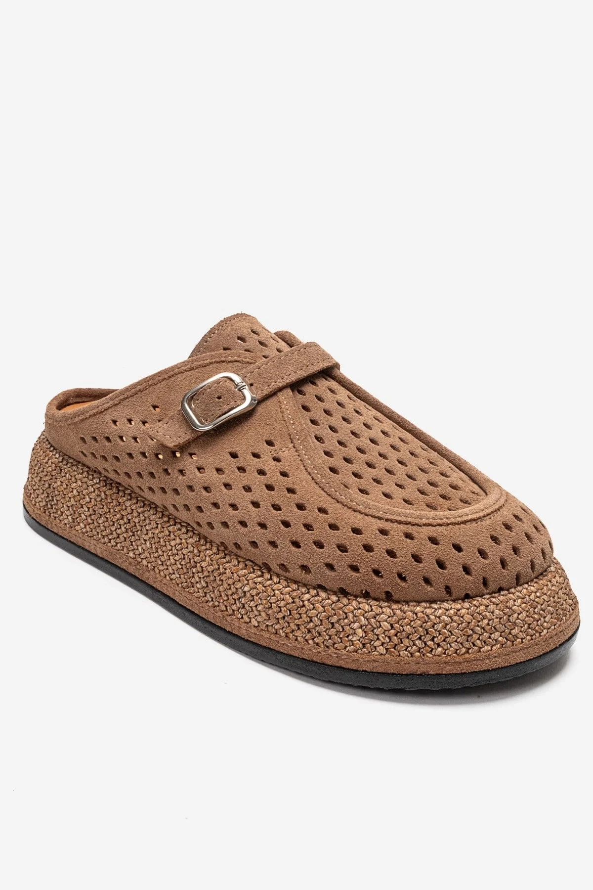 VONE - Taupe Genuine Leather Closed-Toe Mule (Women) - Image 3