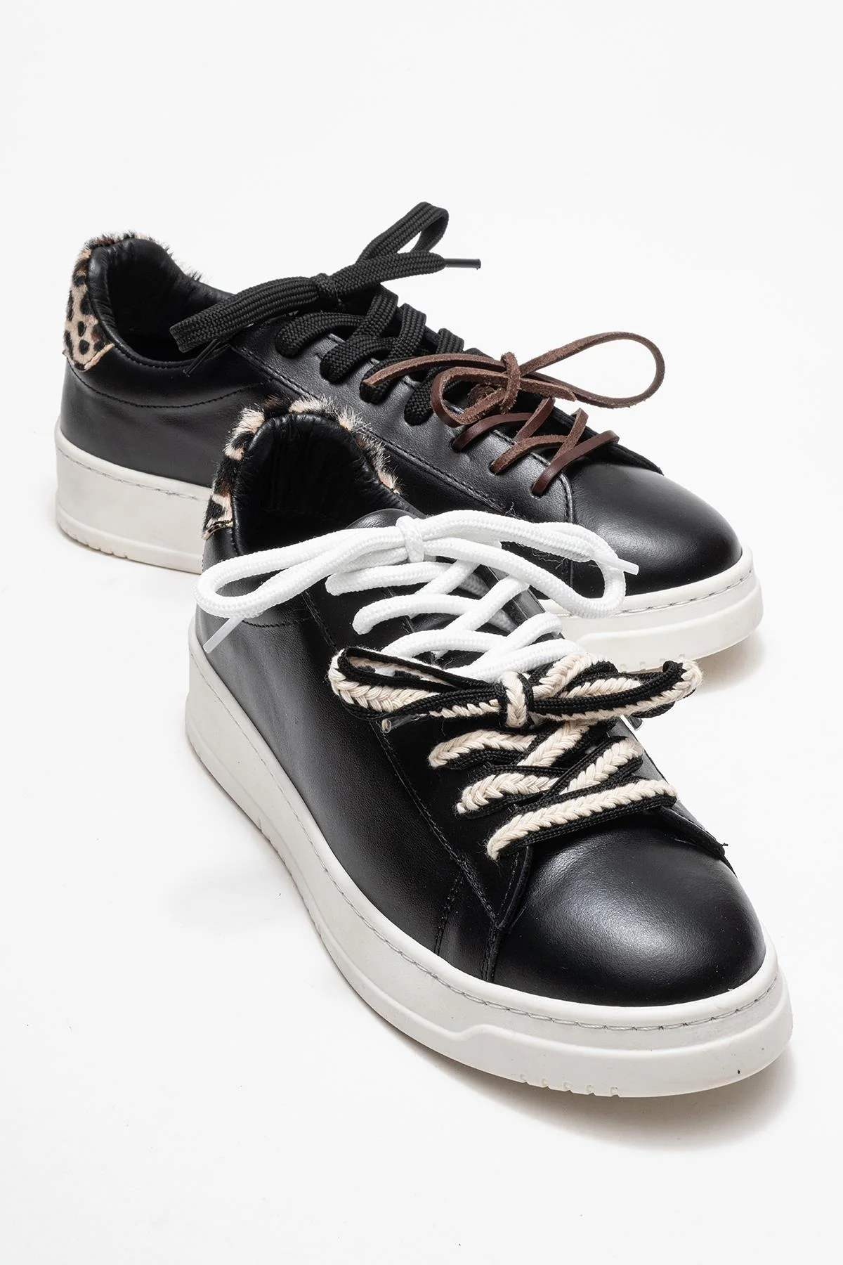 Warron - Black Patterned Genuine Leather Sneaker (Women)