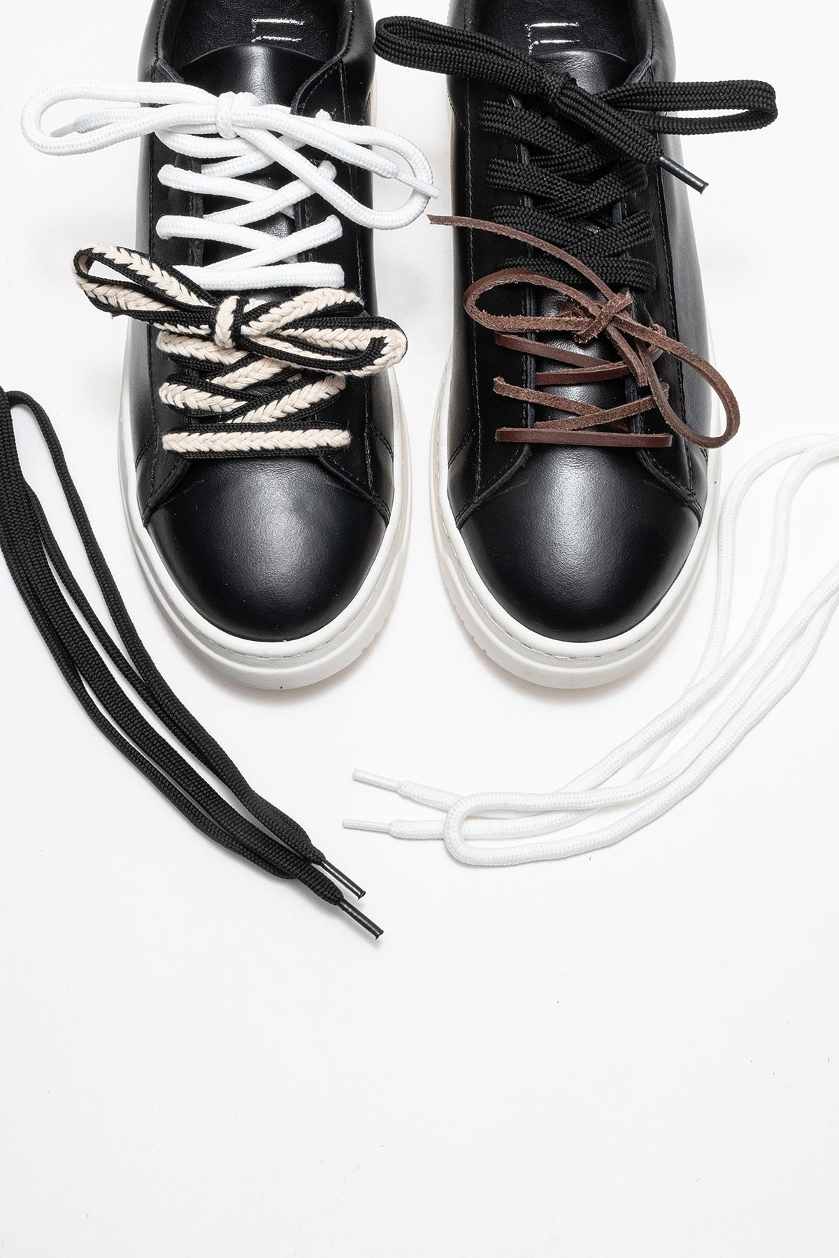 Warron - Black Patterned Genuine Leather Sneaker (Women) - Image 2