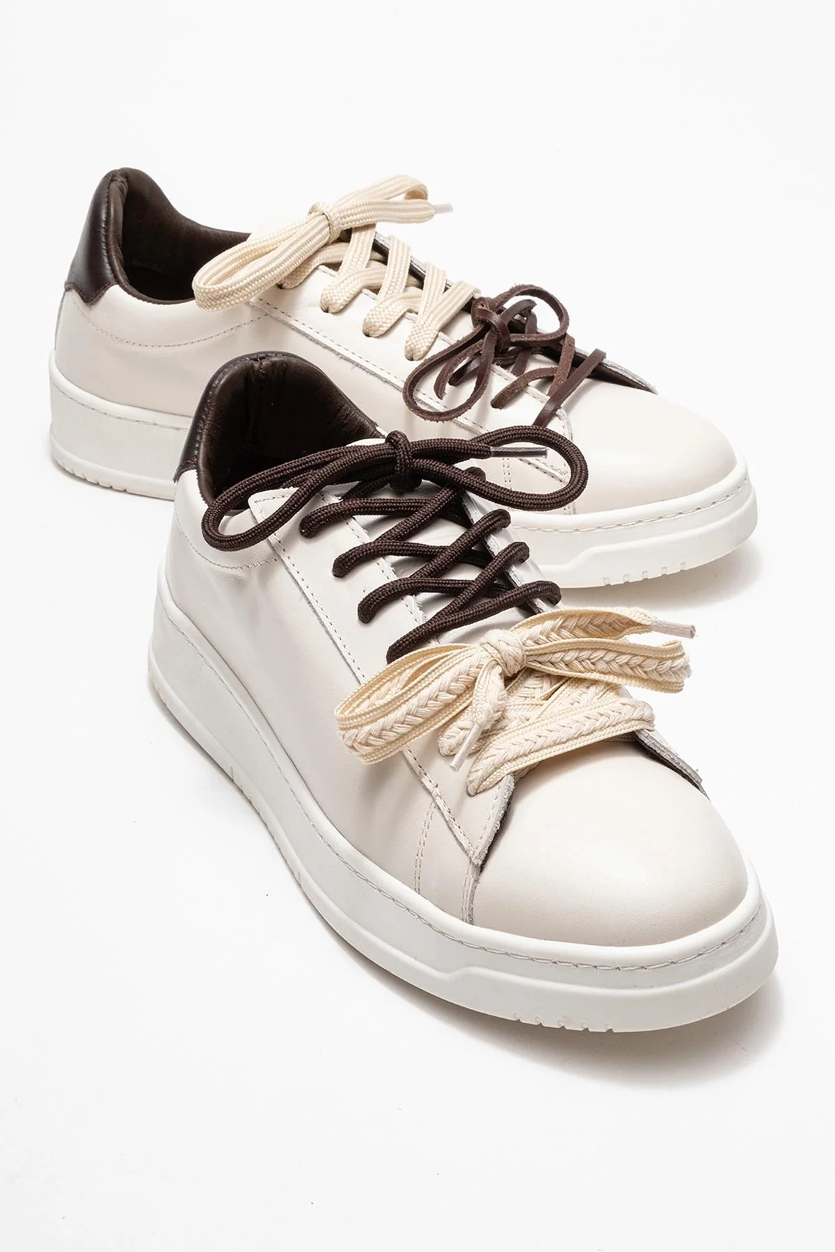 Warron - Ecru Brown Genuine Leather Sneaker (Women)