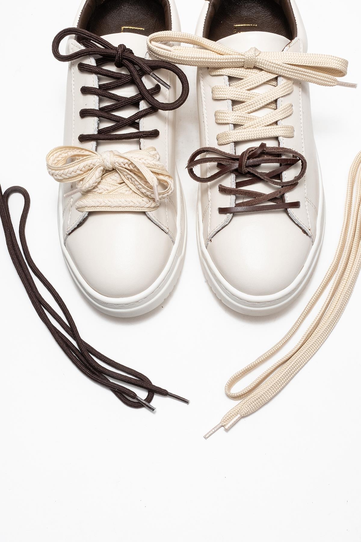 Warron - Ecru Brown Genuine Leather Sneaker (Women) - Image 2