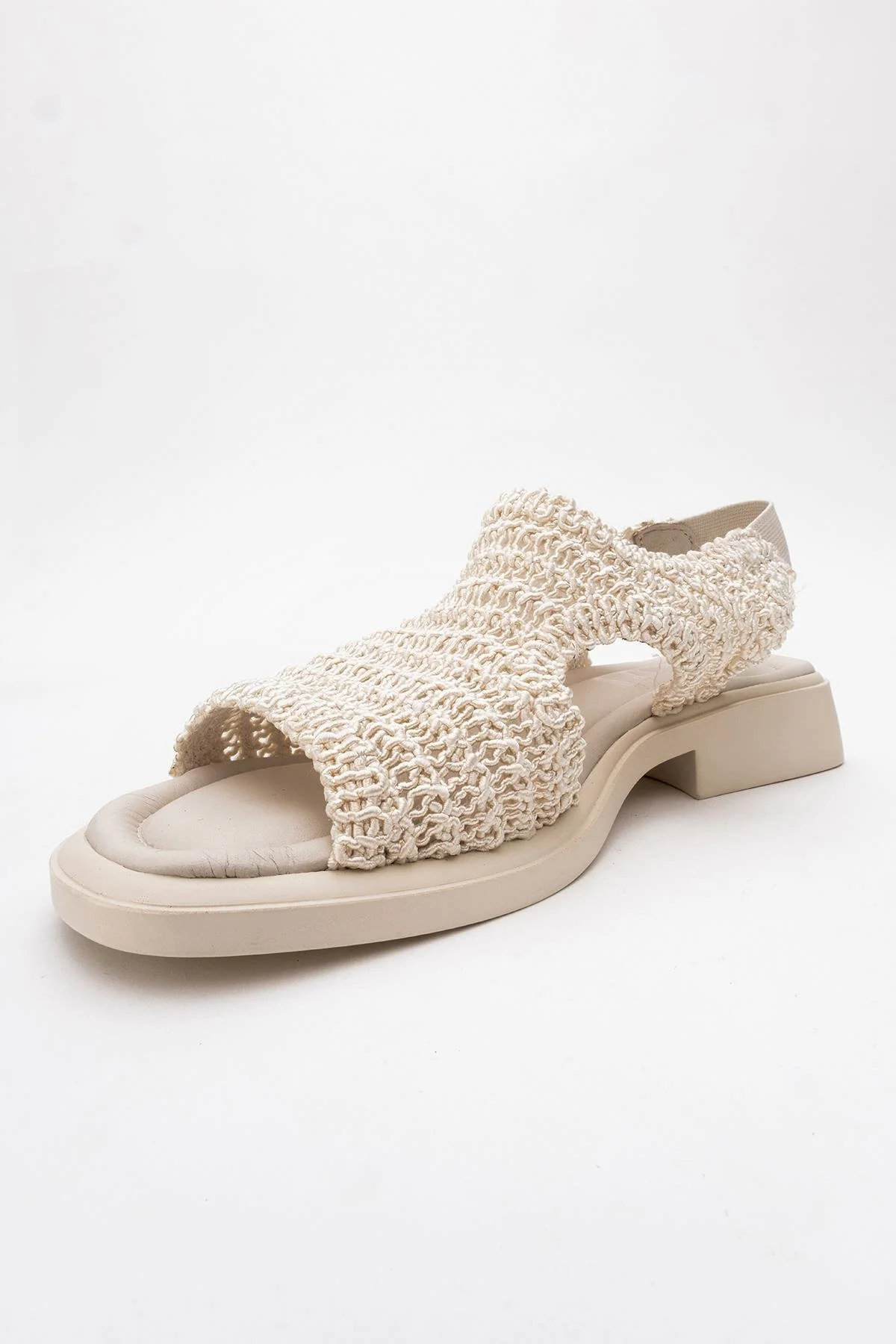 Weave - Beige Leather Woven Sandal (Women) - Image 4