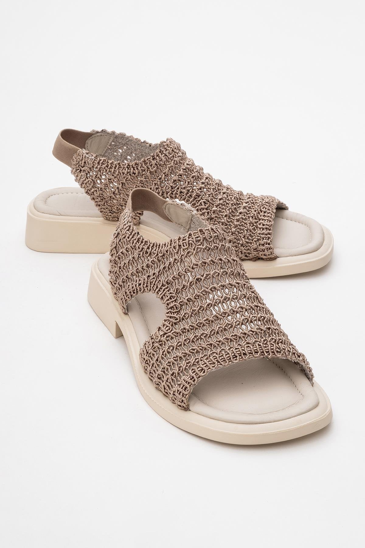 Weave - Dark Beige Leather Woven Sandal (Women)