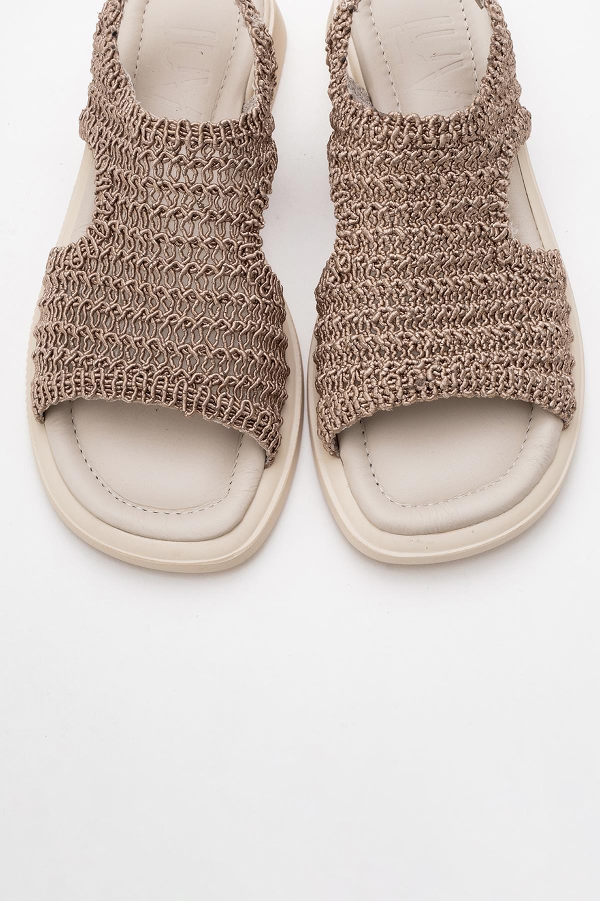 Weave - Dark Beige Leather Woven Sandal (Women) - Image 2