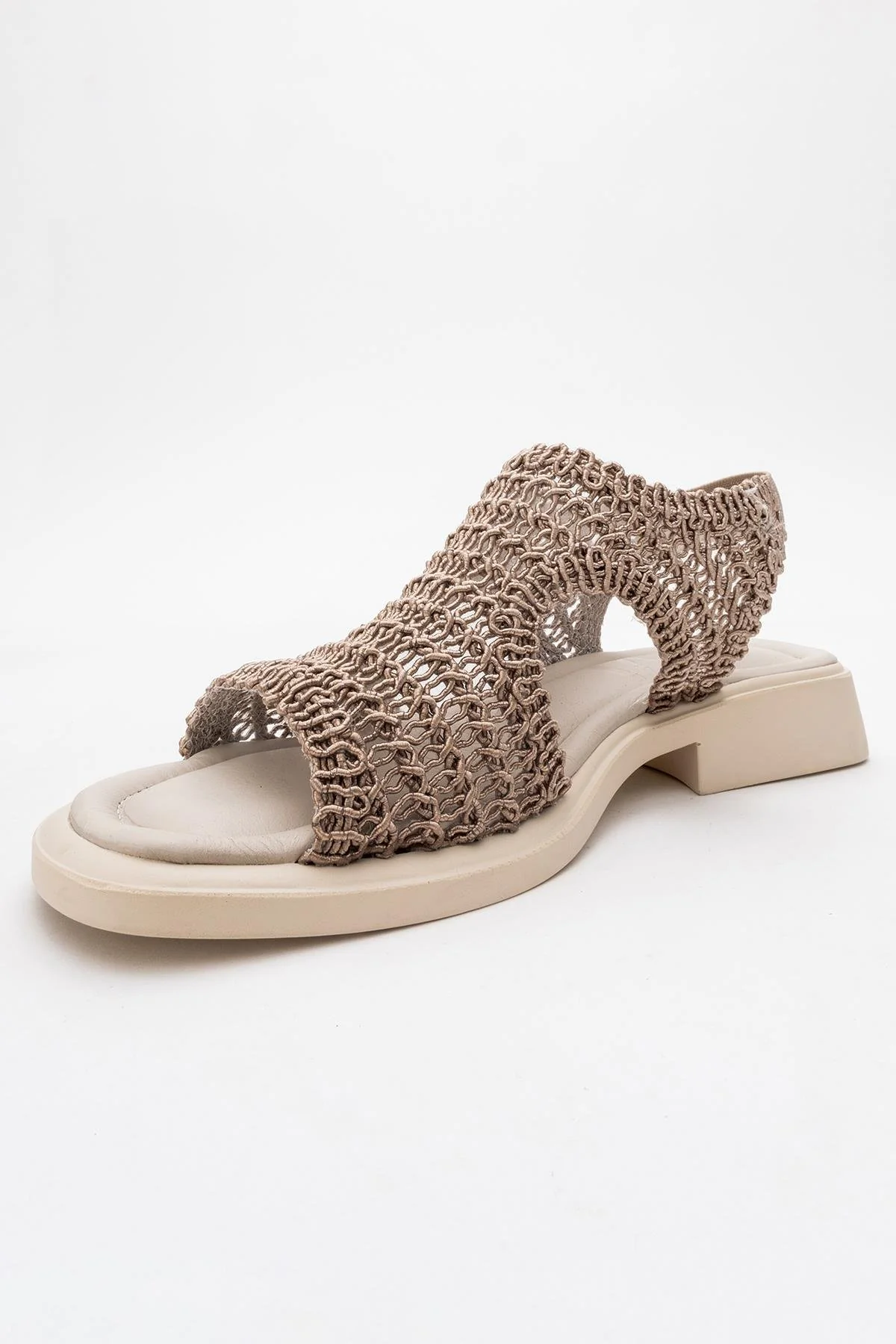 Weave - Dark Beige Leather Woven Sandal (Women) - Image 4