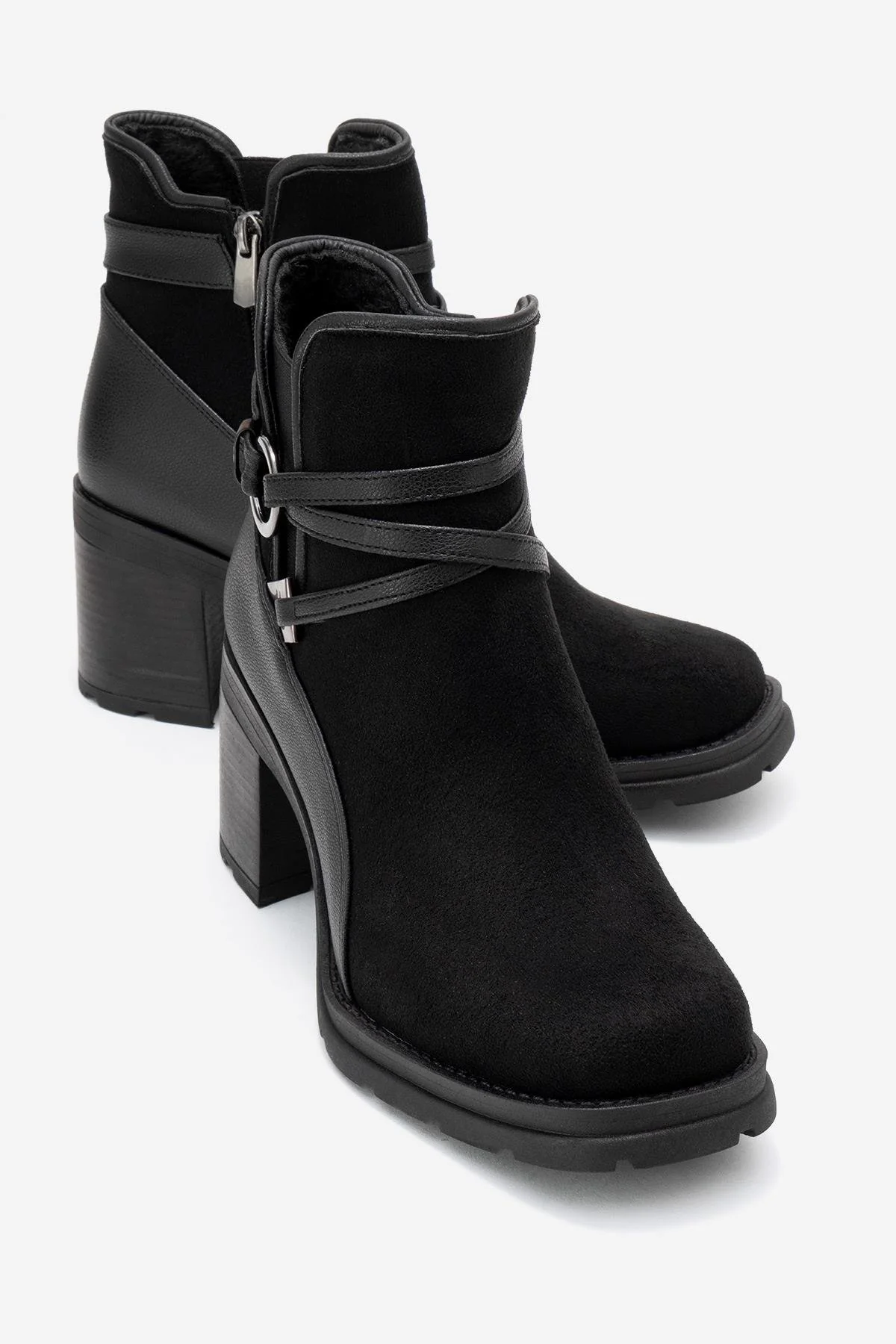 Wern - Black Suede Block Heel Ankle Boot (Women)