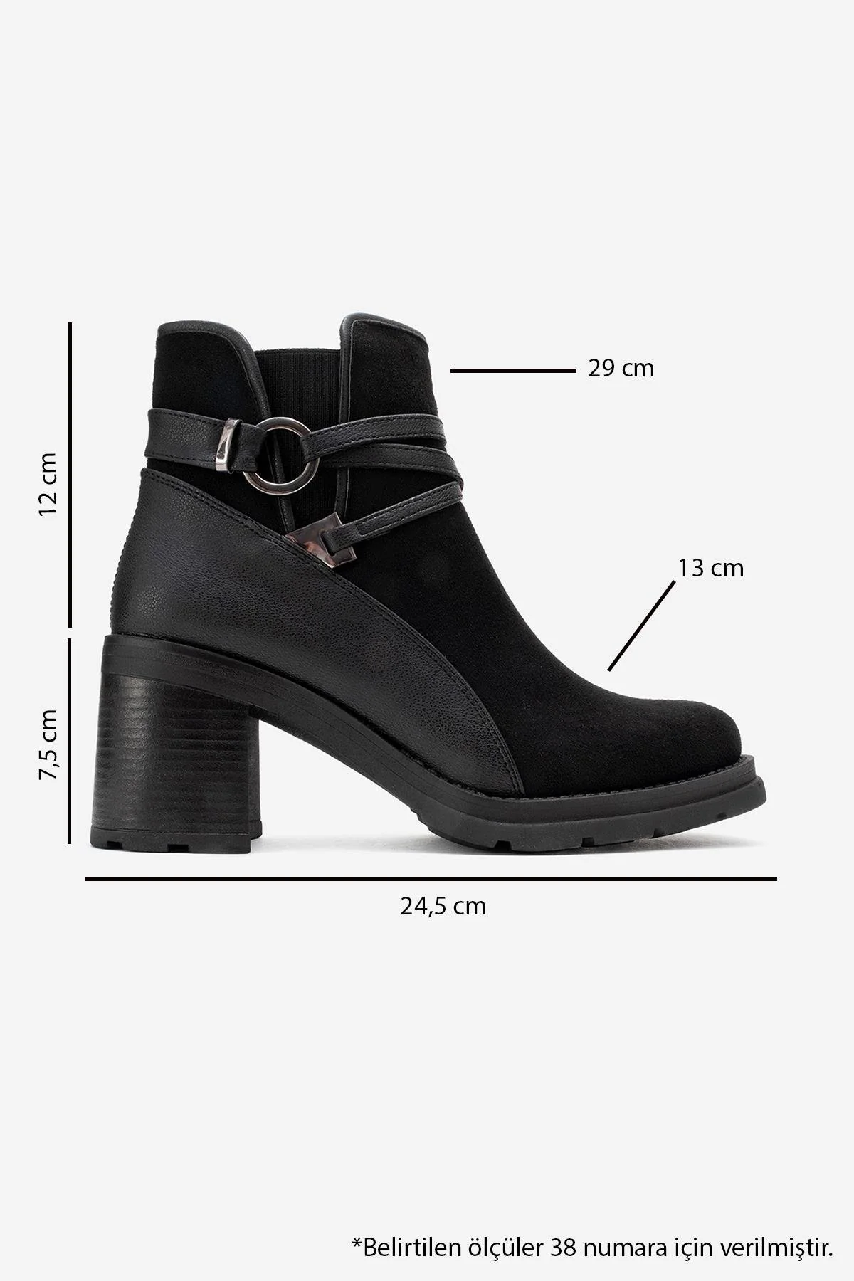 Wern - Black Suede Block Heel Ankle Boot (Women) - Image 6