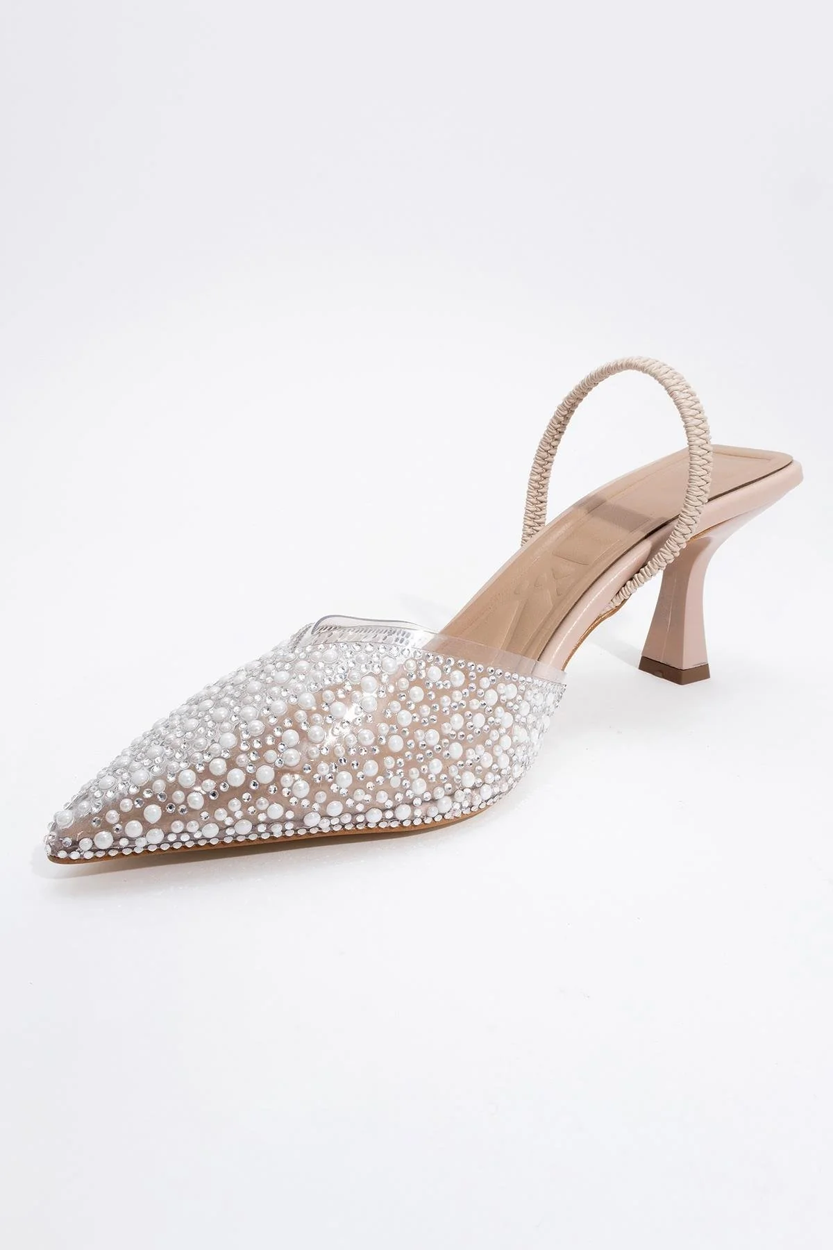 Whena - Clear Slingback Kitten Heels with Embellishments - Image 3