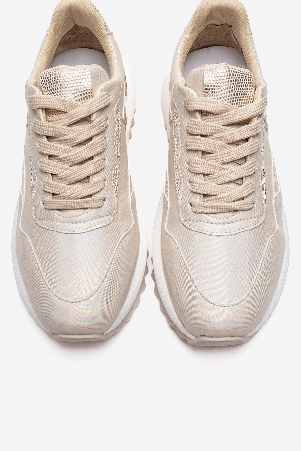 WHISPER - Beige Glitter Chunky Platform Everyday Sneaker (Women) - Image 2
