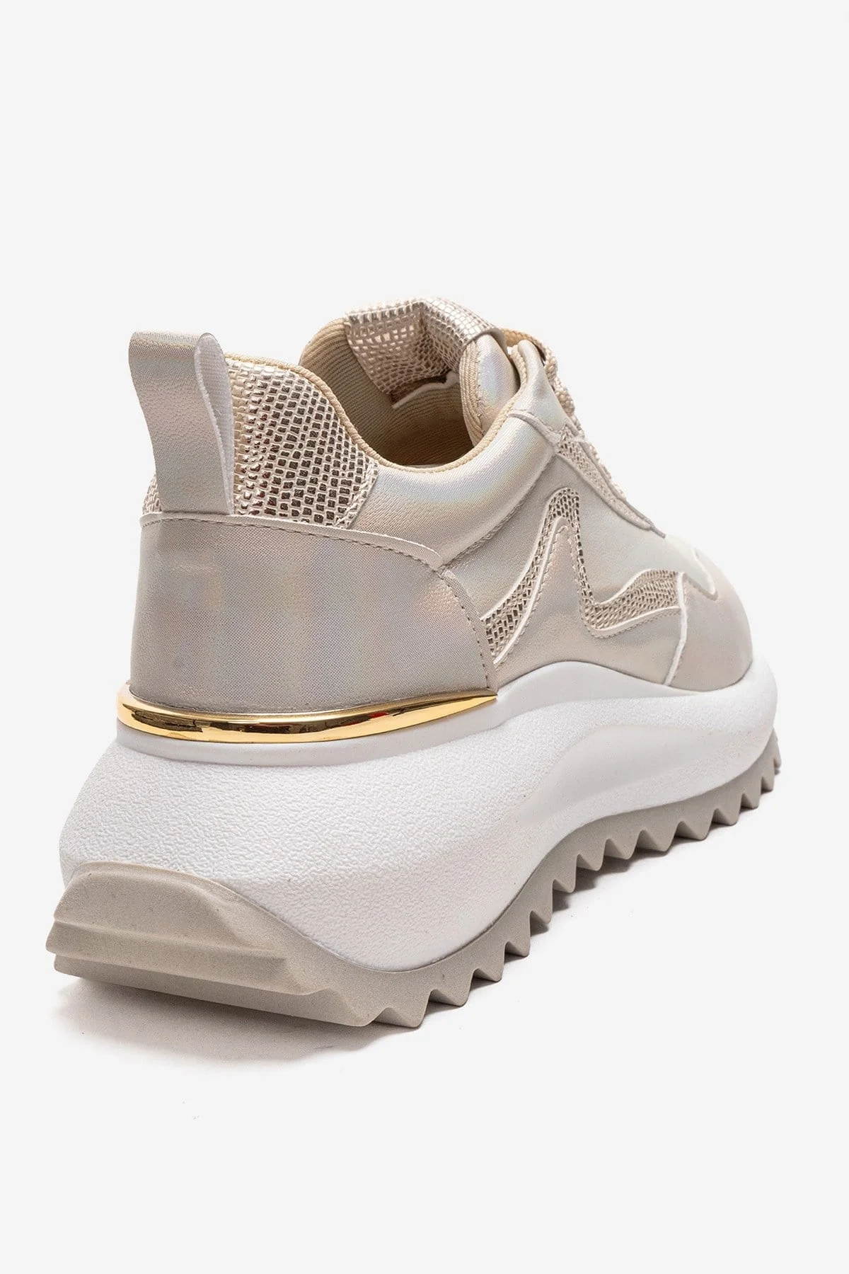 WHISPER - Beige Glitter Chunky Platform Everyday Sneaker (Women) - Image 5