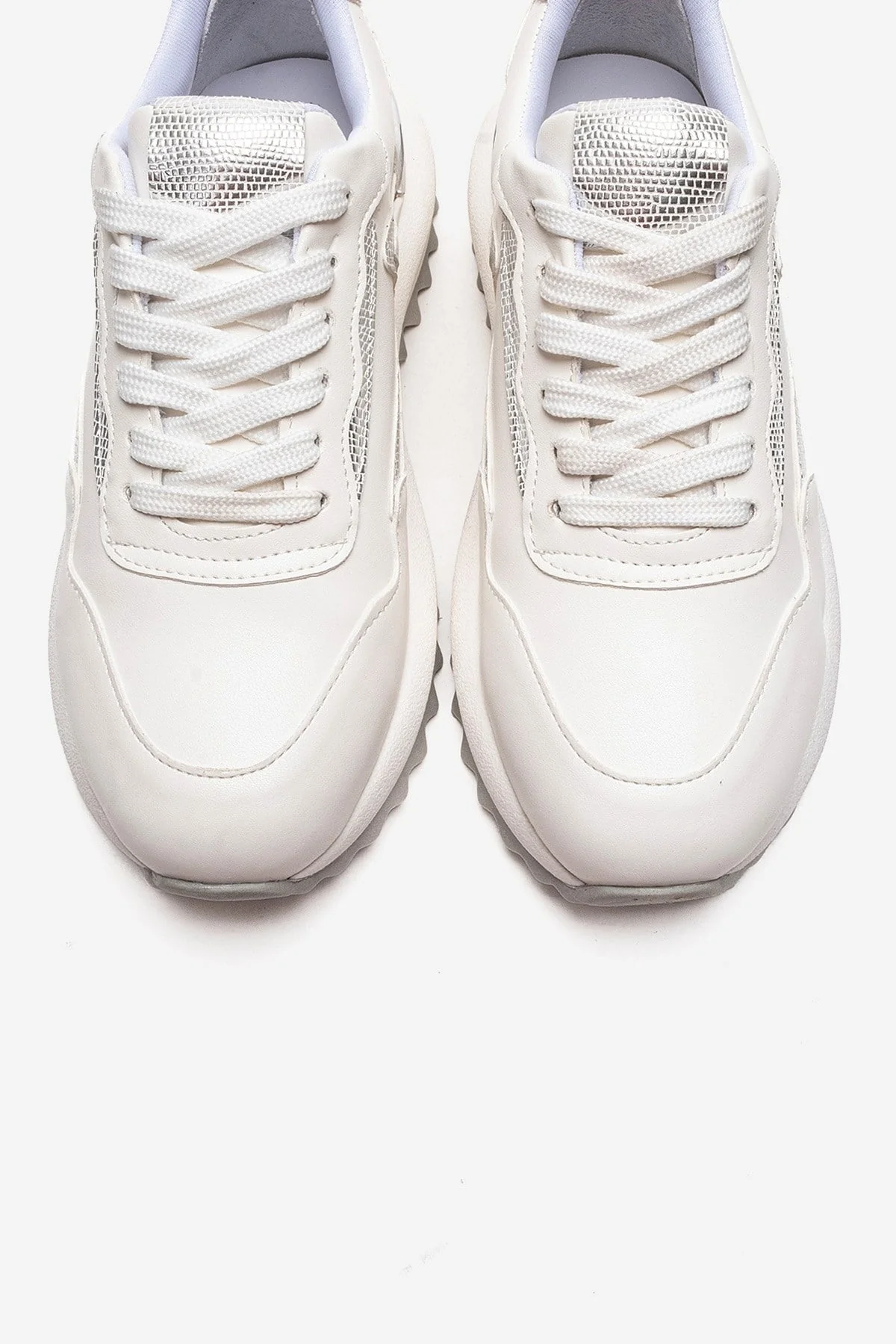 WHISPER - White Leather-Look Chunky Platform Everyday Sneaker (Women) - Image 2