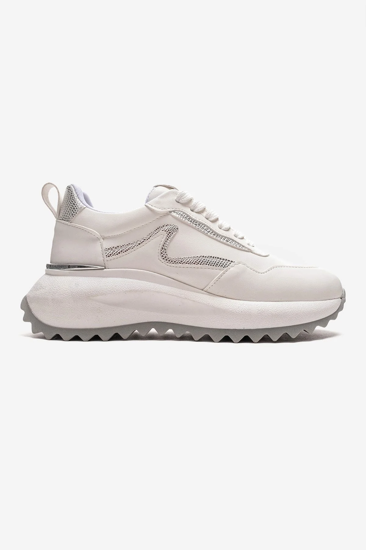 WHISPER - White Leather-Look Chunky Platform Everyday Sneaker (Women) - Image 4