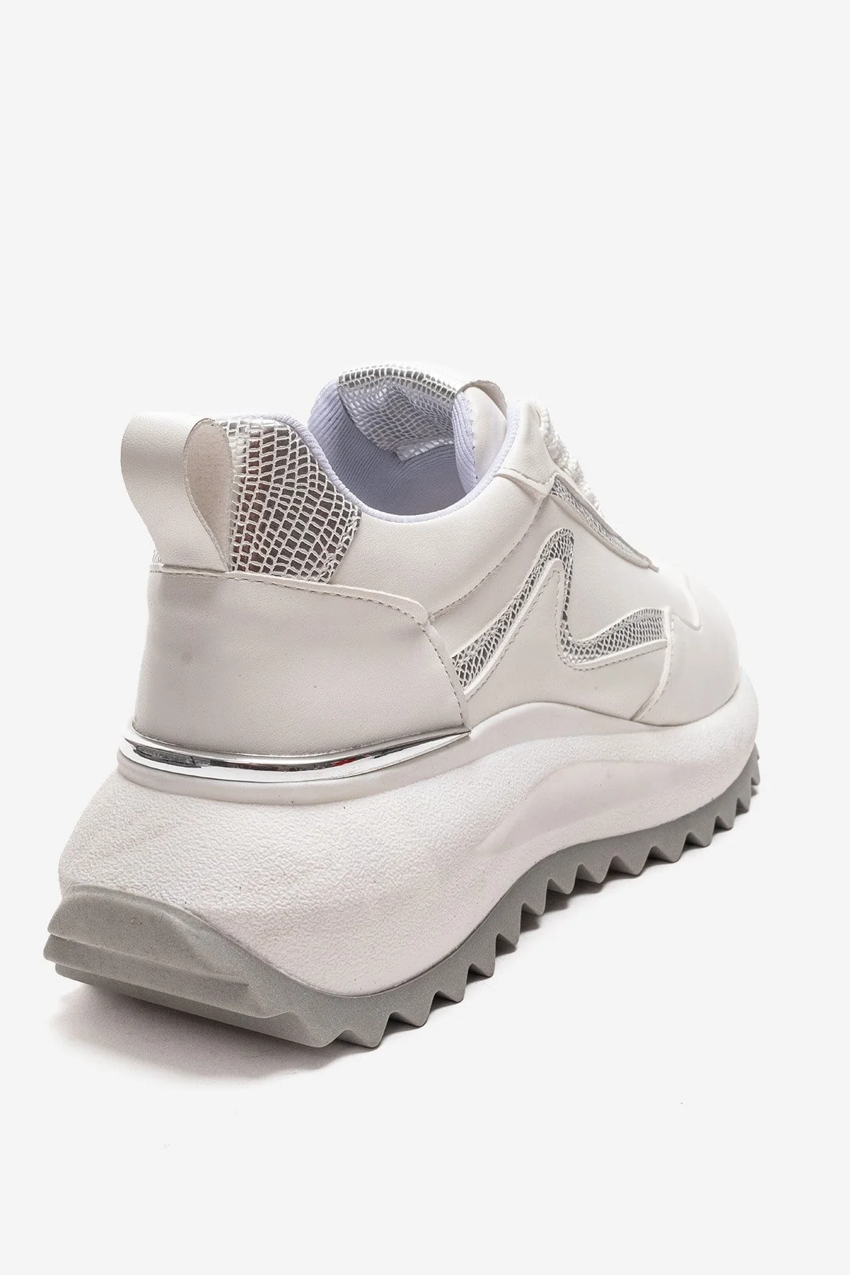 WHISPER - White Leather-Look Chunky Platform Everyday Sneaker (Women) - Image 5
