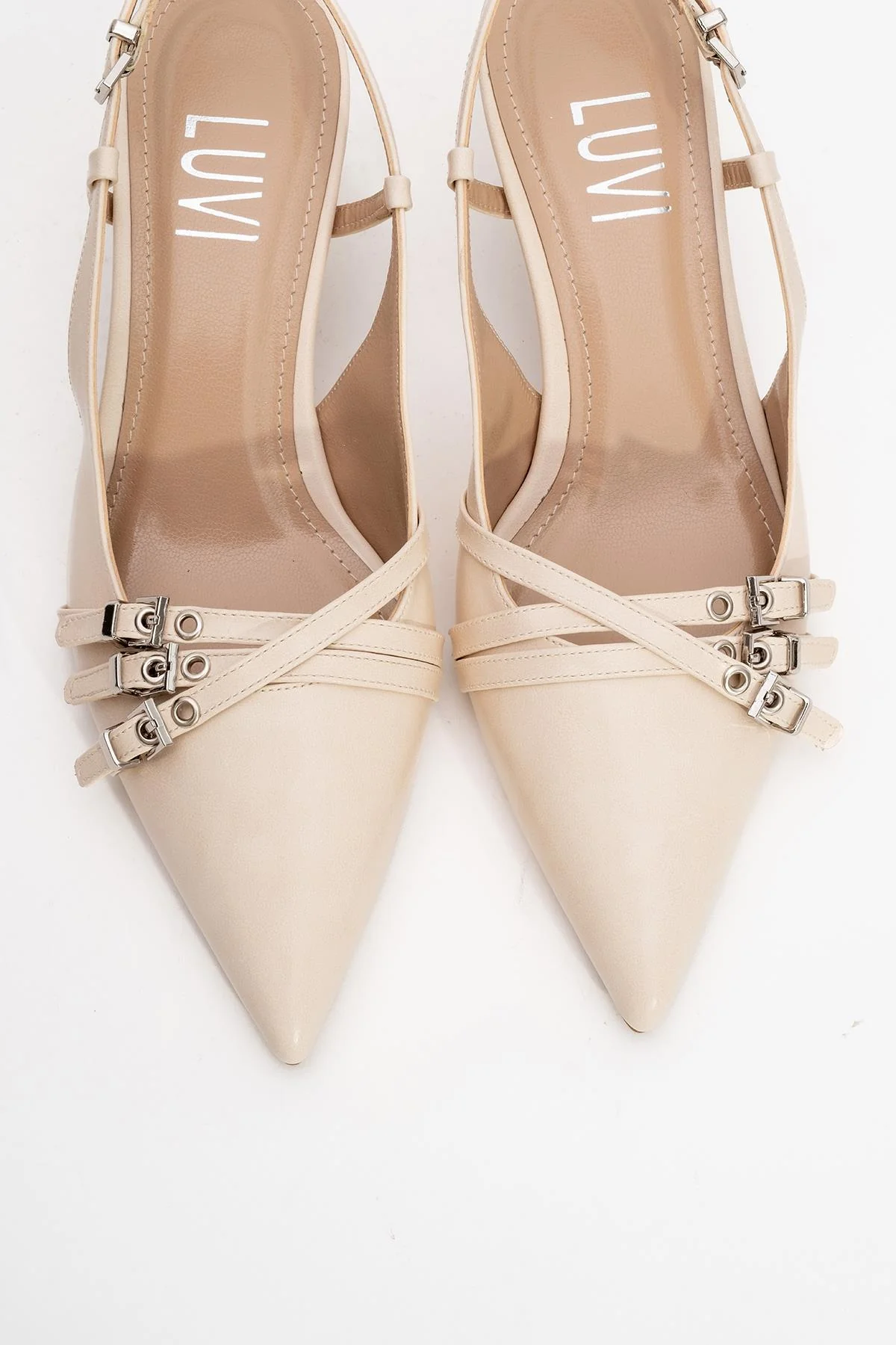 Woss - Beige Belt-Detail Heeled Shoe (Women) - Image 2