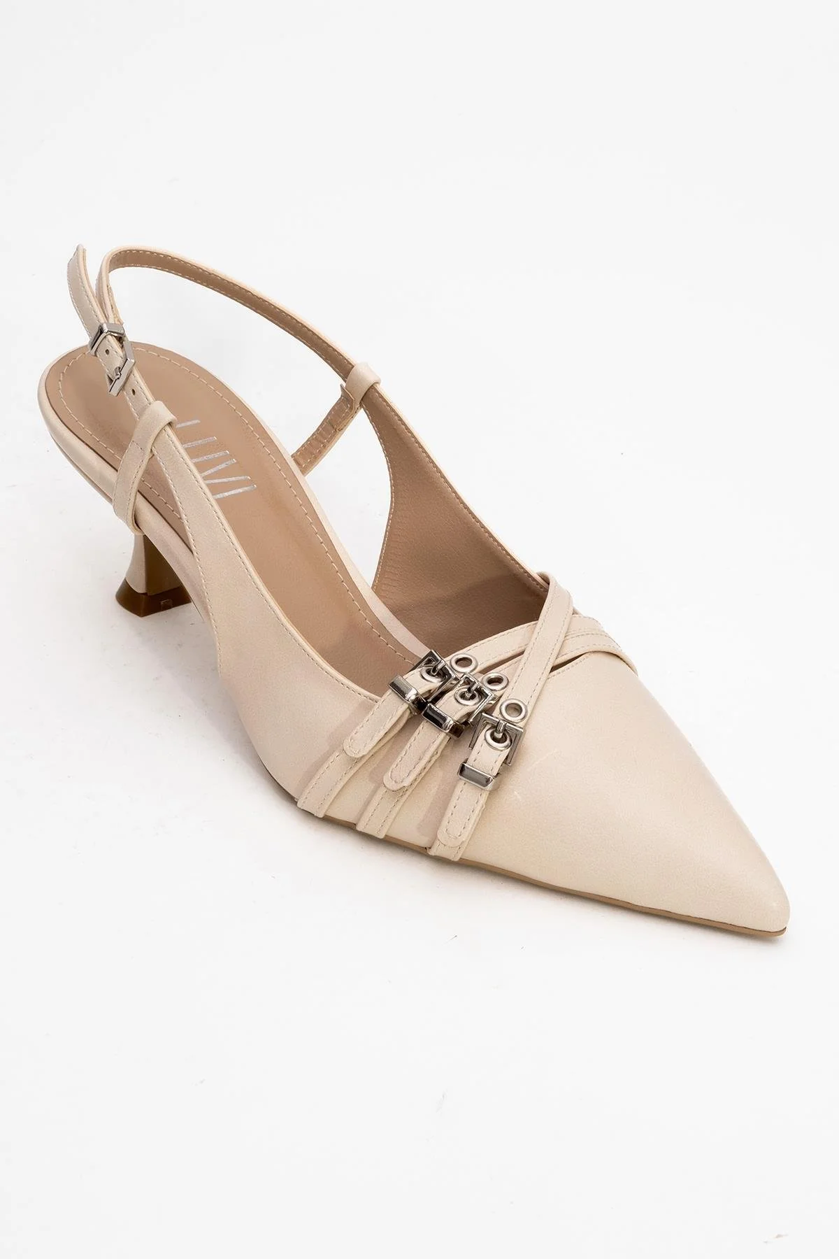 Woss - Beige Belt-Detail Heeled Shoe (Women) - Image 3