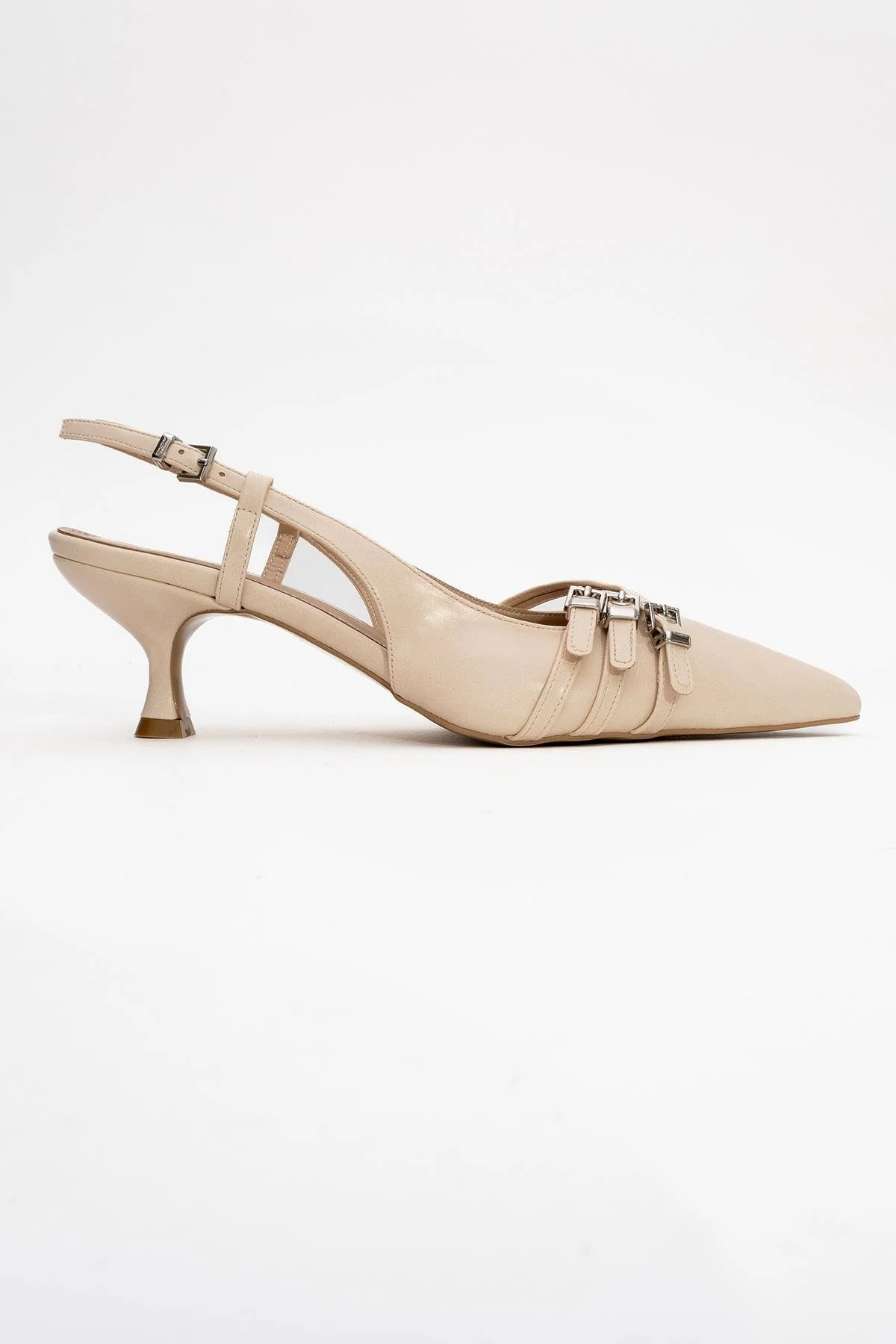 Woss - Beige Belt-Detail Heeled Shoe (Women) - Image 6