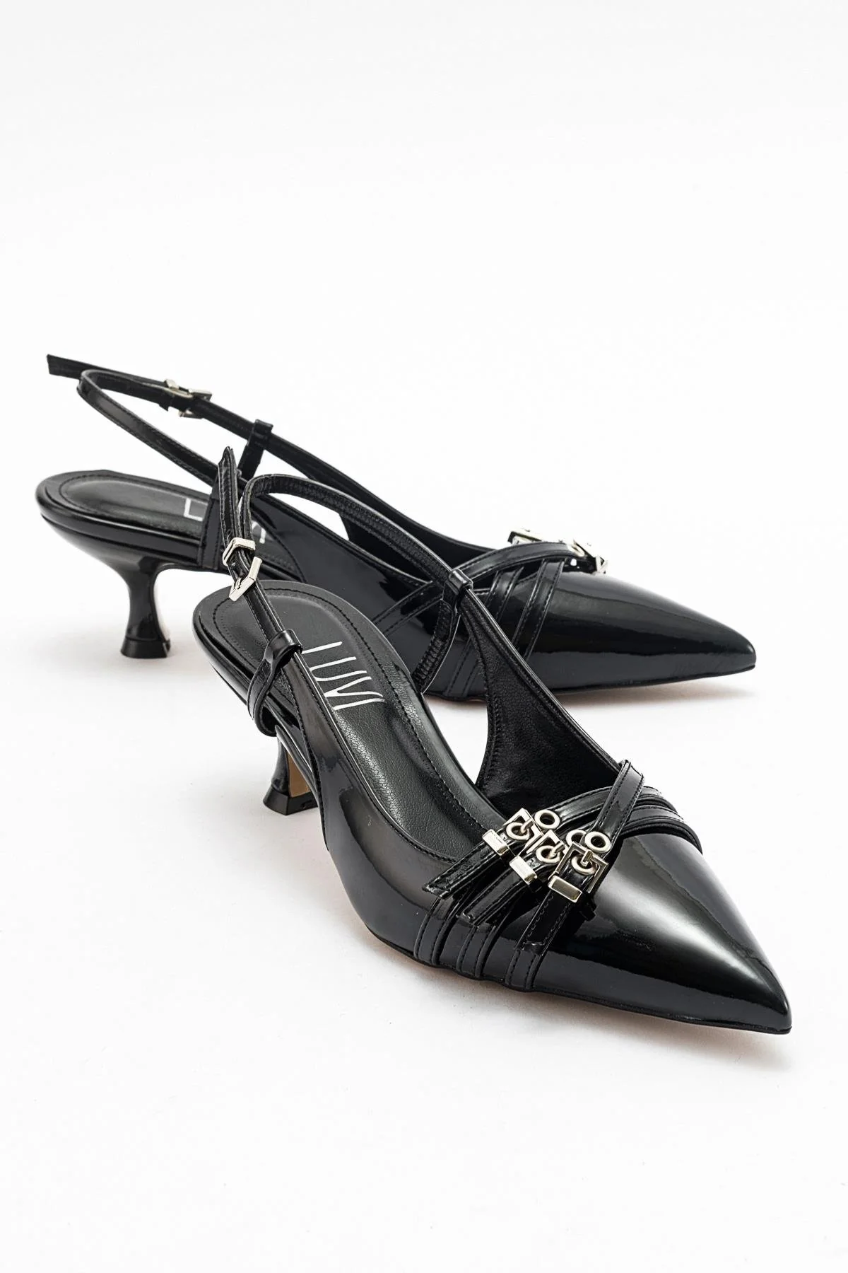 Woss - Black Patent Belt Detail Heeled Shoe (Women)