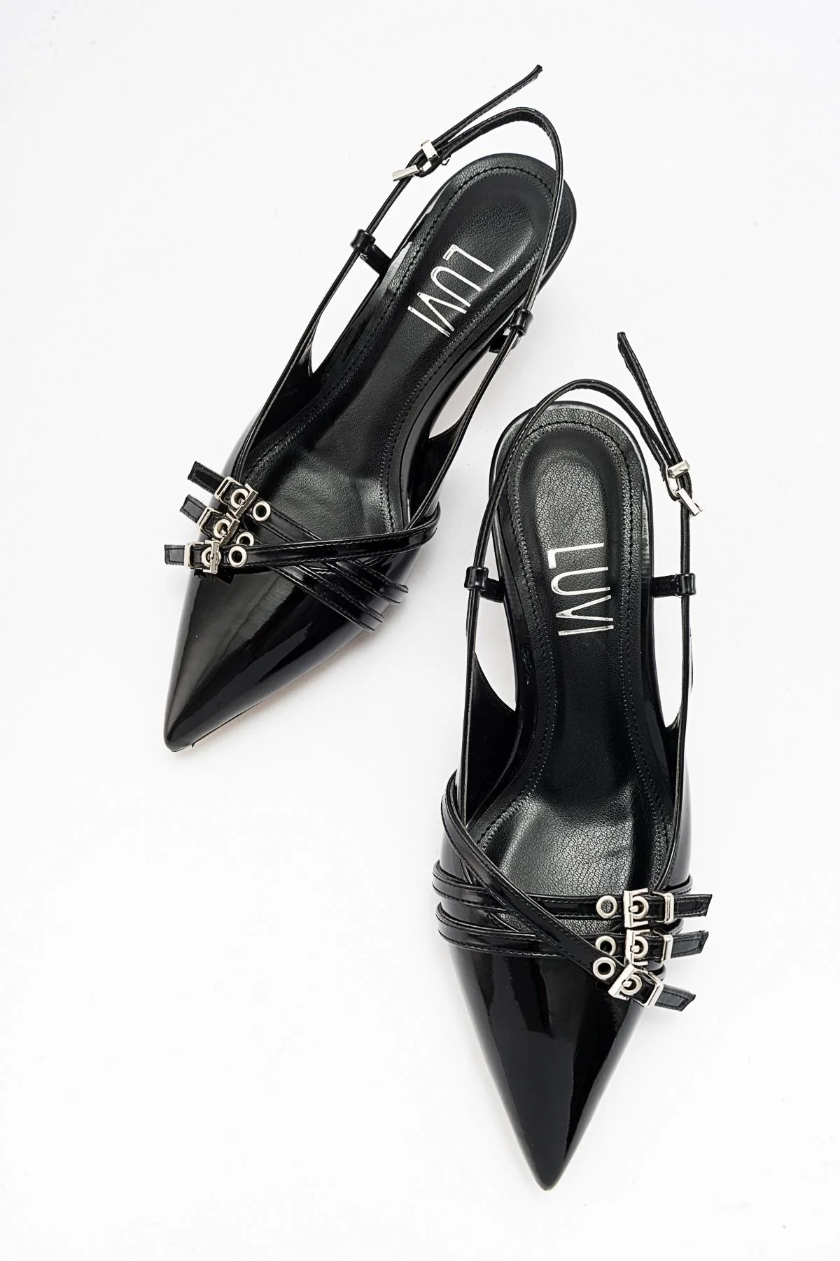 Woss - Black Patent Belt Detail Heeled Shoe (Women) - Image 4