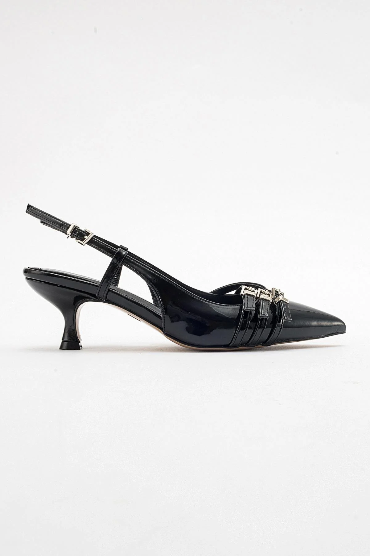 Woss - Black Patent Belt Detail Heeled Shoe (Women) - Image 6
