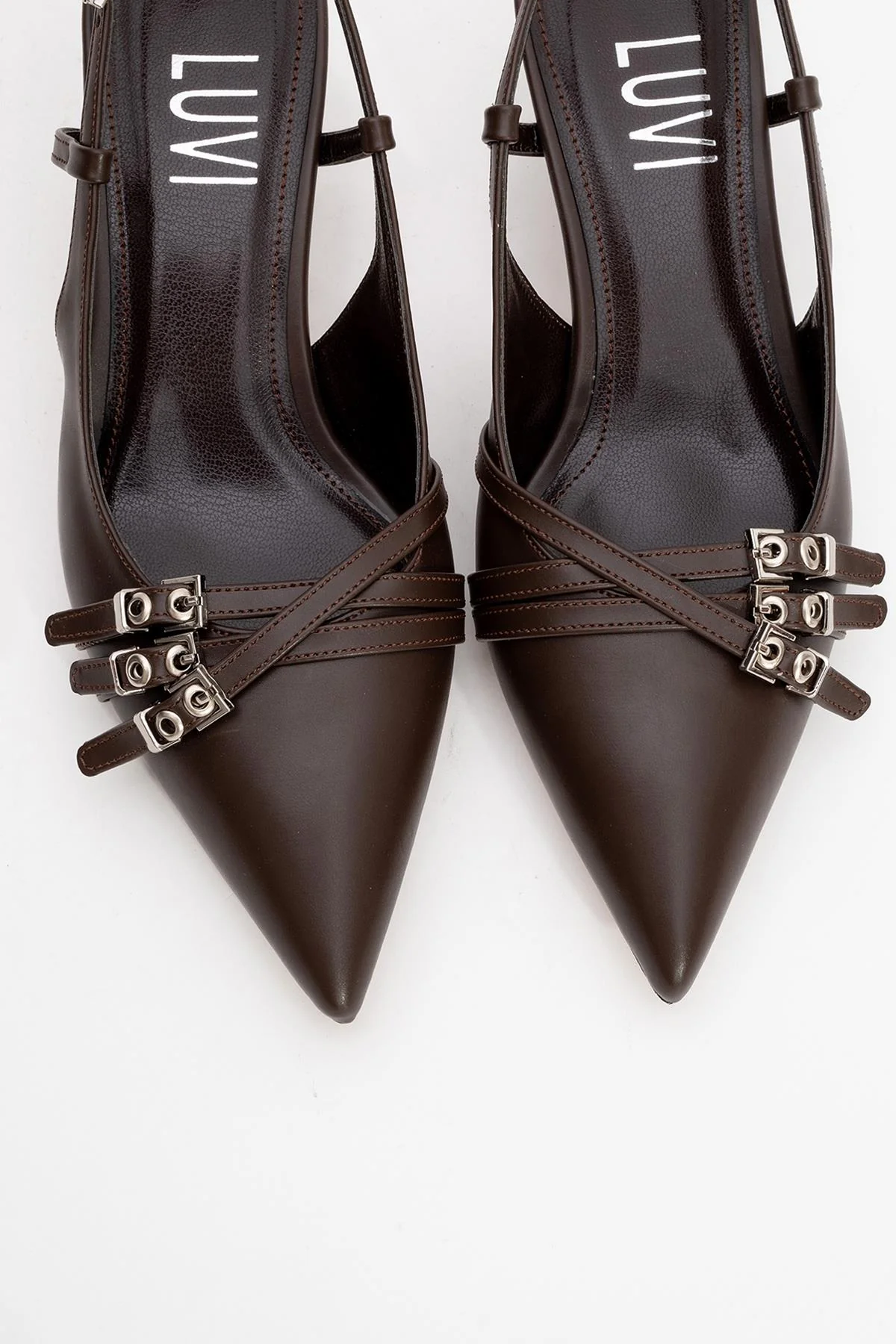 Woss - Brown Belt-Detail Heeled Shoe (Women) - Image 2