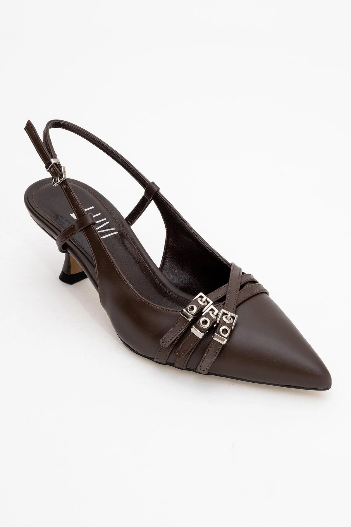 Woss - Brown Belt-Detail Heeled Shoe (Women) - Image 3