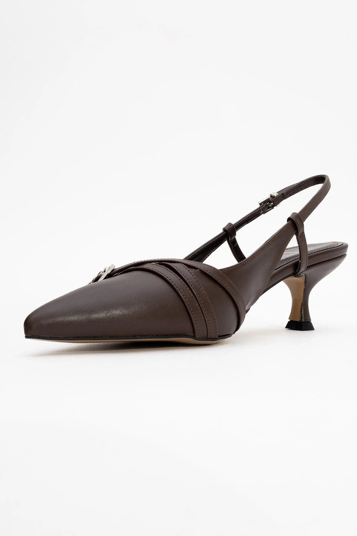 Woss - Brown Belt-Detail Heeled Shoe (Women) - Image 4