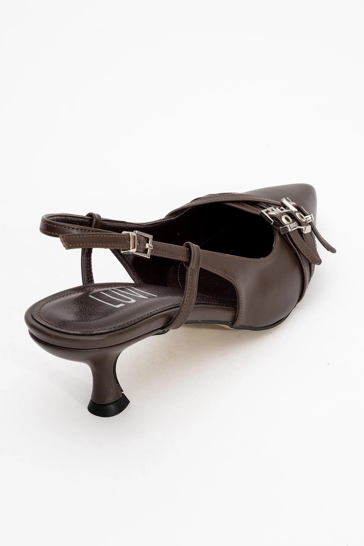 Woss - Brown Belt-Detail Heeled Shoe (Women) - Image 5