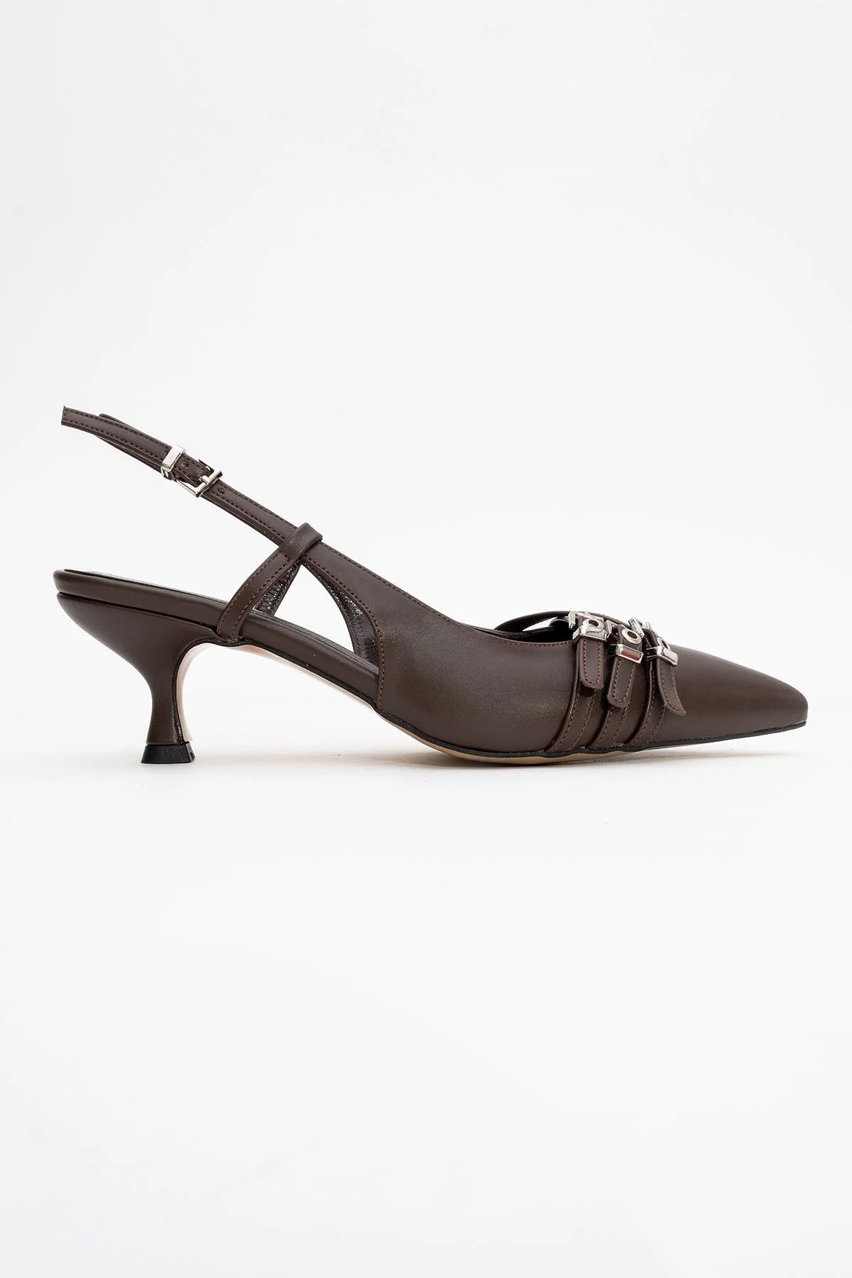 Woss - Brown Belt-Detail Heeled Shoe (Women) - Image 6