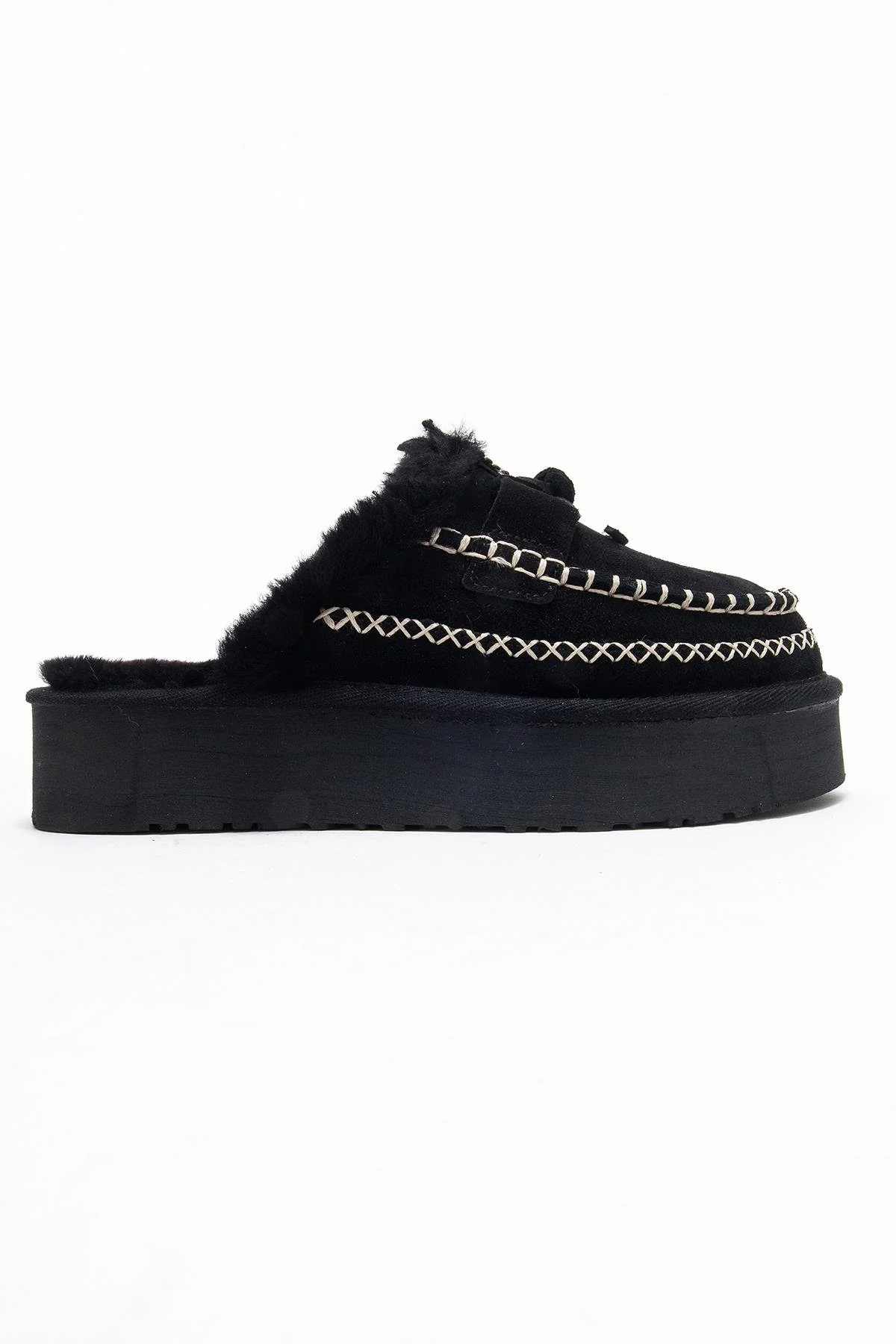 Yalina - Black Genuine Leather Platform Moccasin Slipper (Women) - Image 6