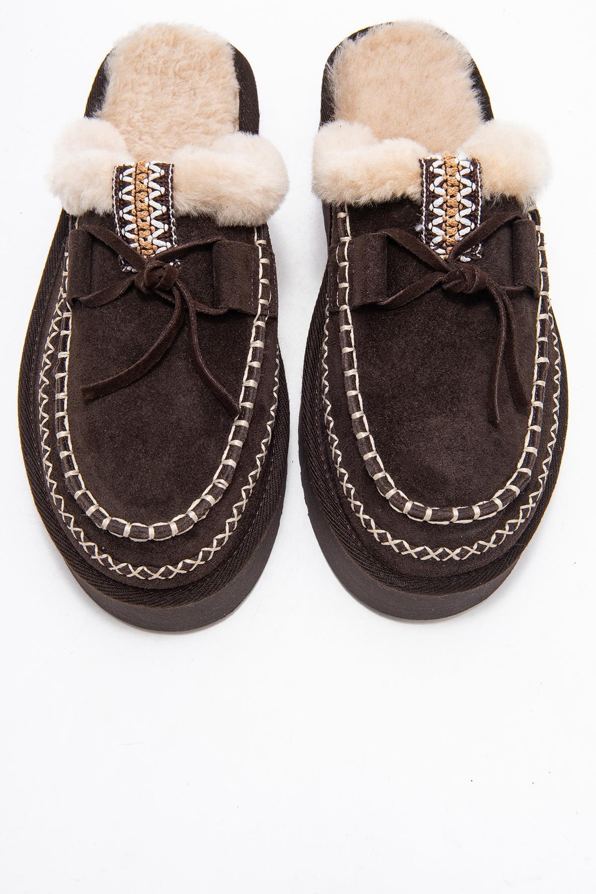 Yalina - Brown Genuine Leather Platform Moccasin Slipper (Women) - Image 2