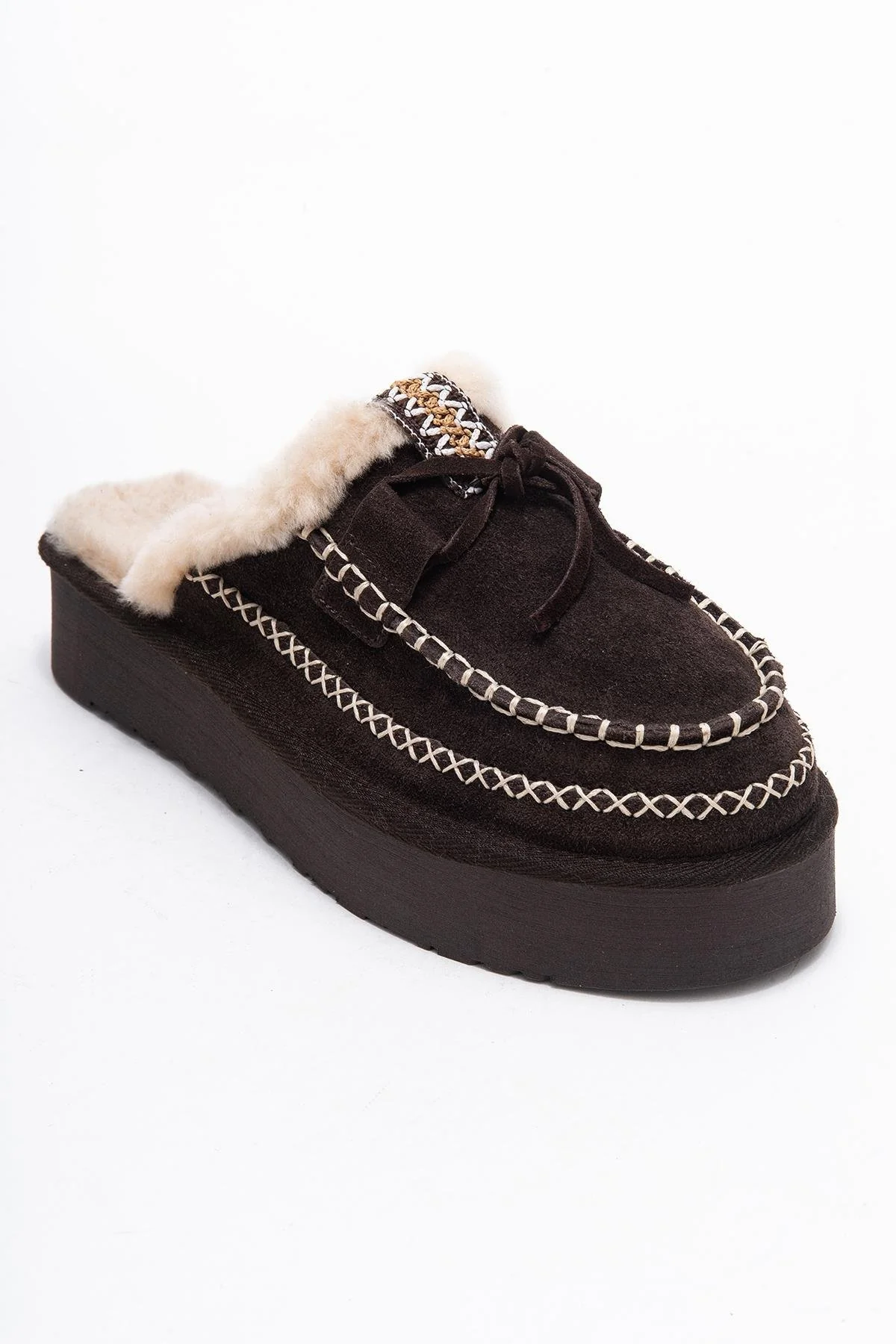 Yalina - Brown Genuine Leather Platform Moccasin Slipper (Women) - Image 3