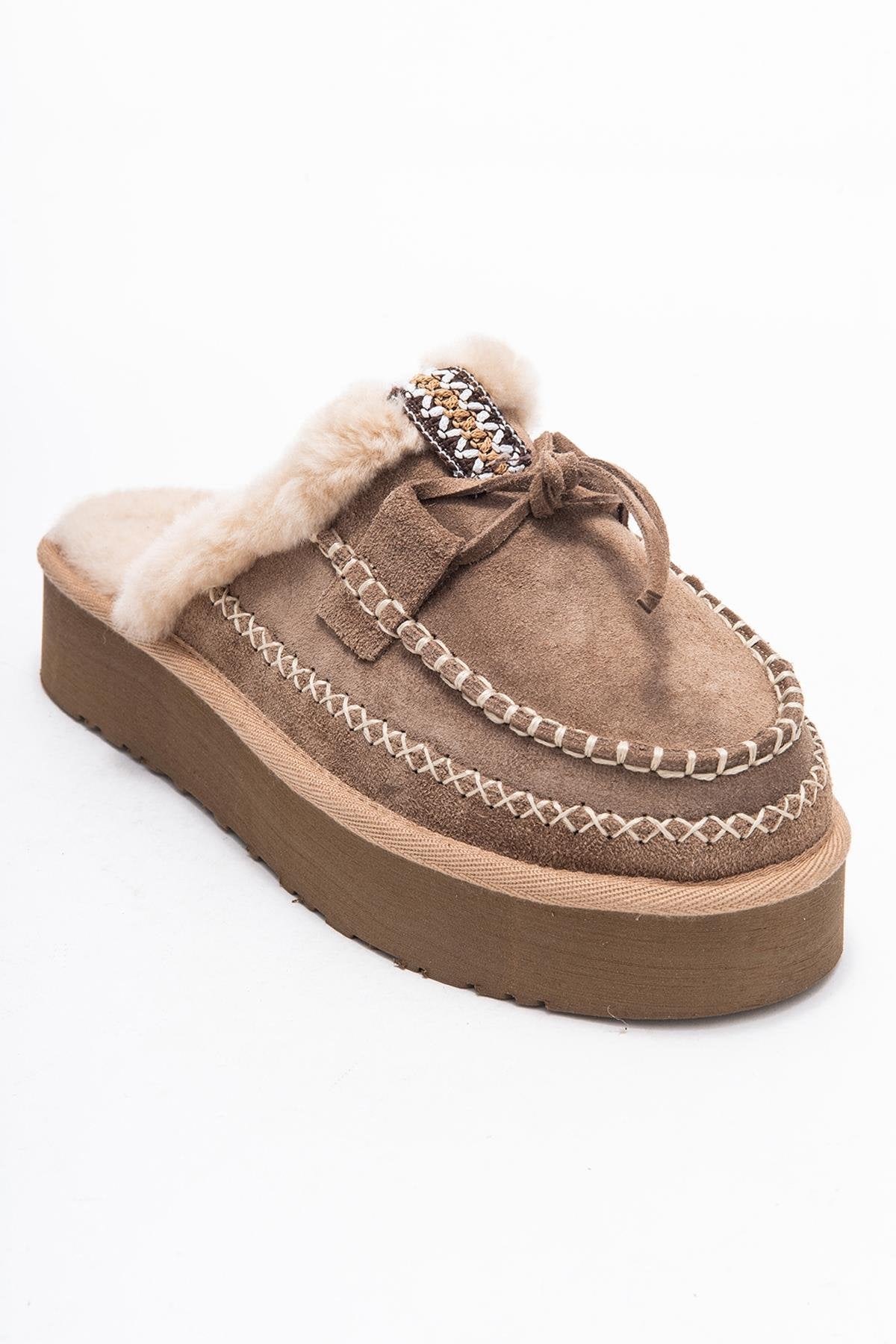 Yalina - Sand Genuine Leather Platform Moccasin Slipper (Women) - Image 3