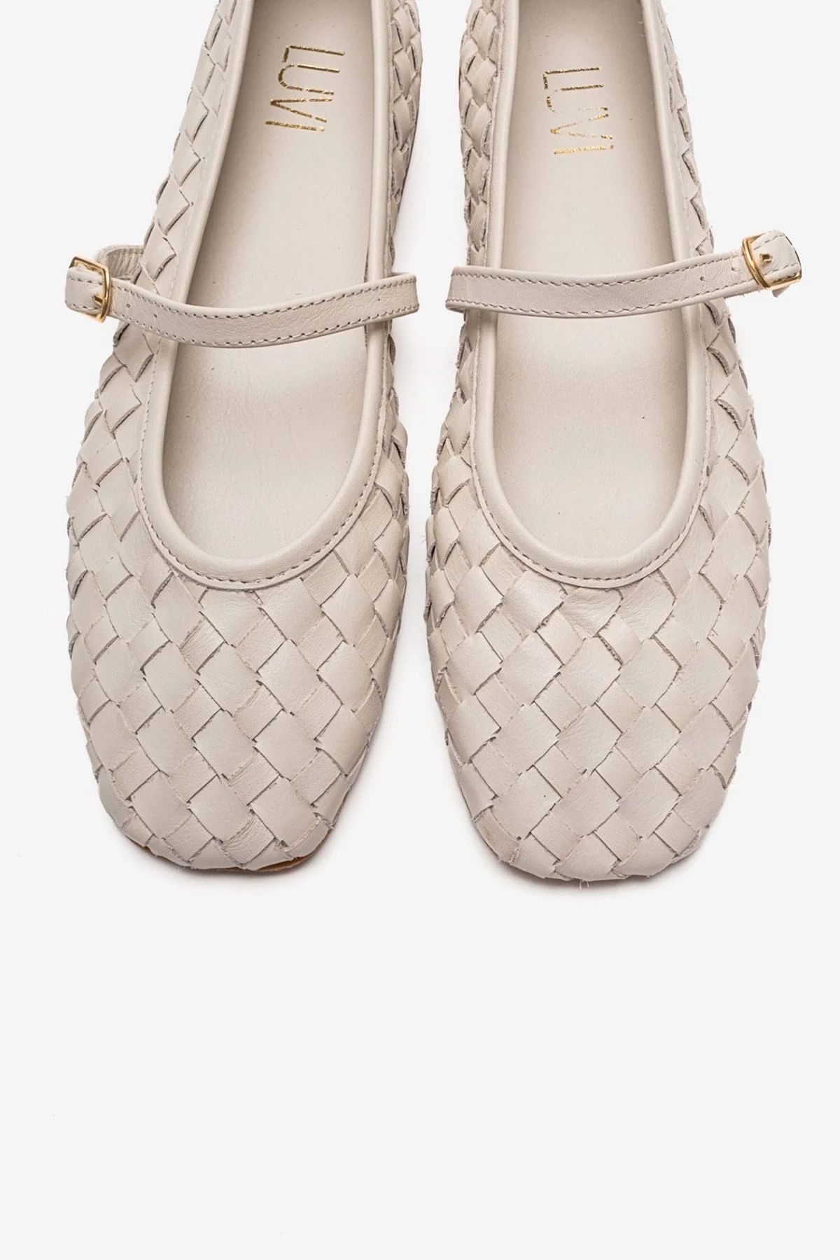 Yevora - Cream Genuine Leather Woven Strap Ballet Flat (Women) - Image 2