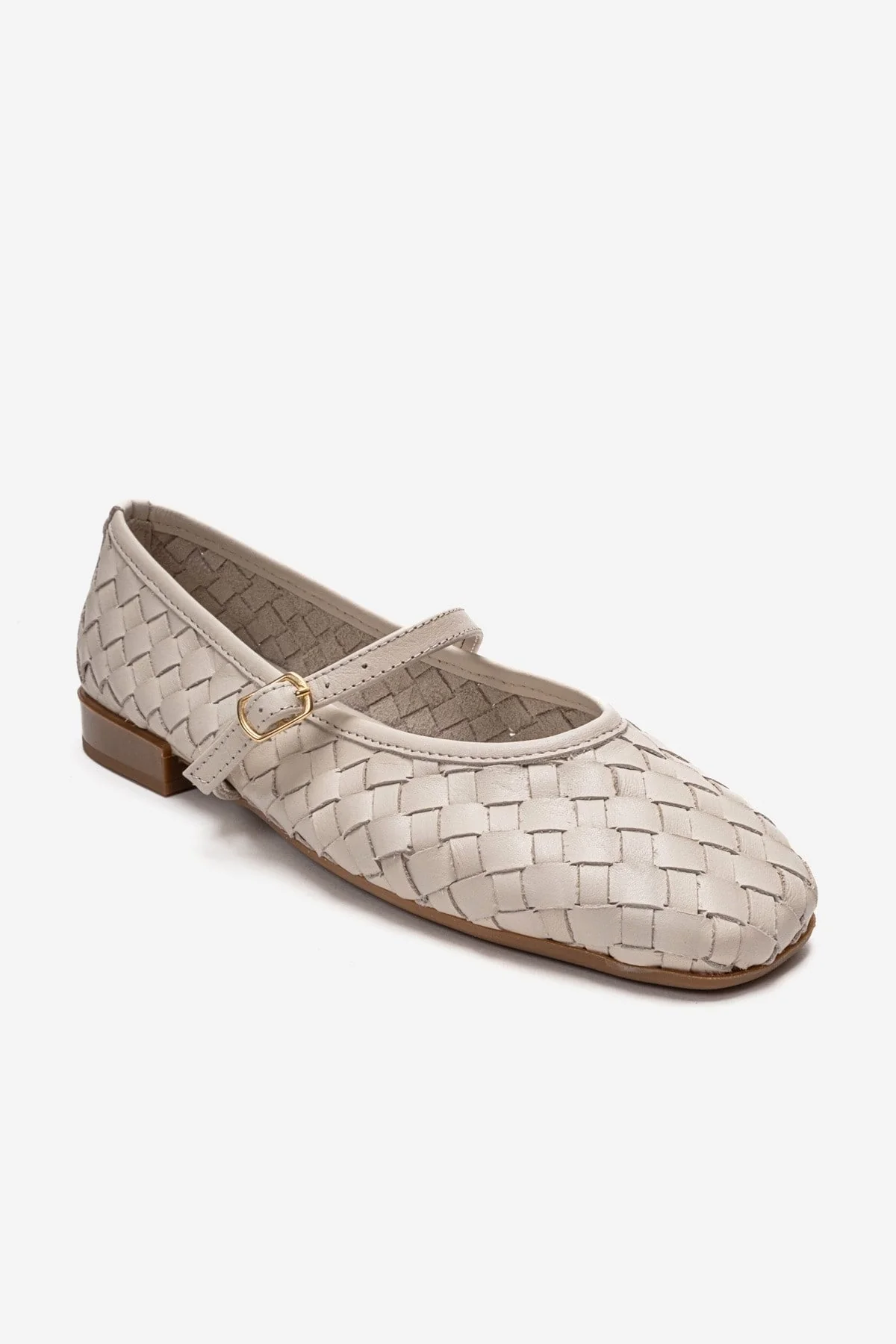 Yevora - Cream Genuine Leather Woven Strap Ballet Flat (Women) - Image 3