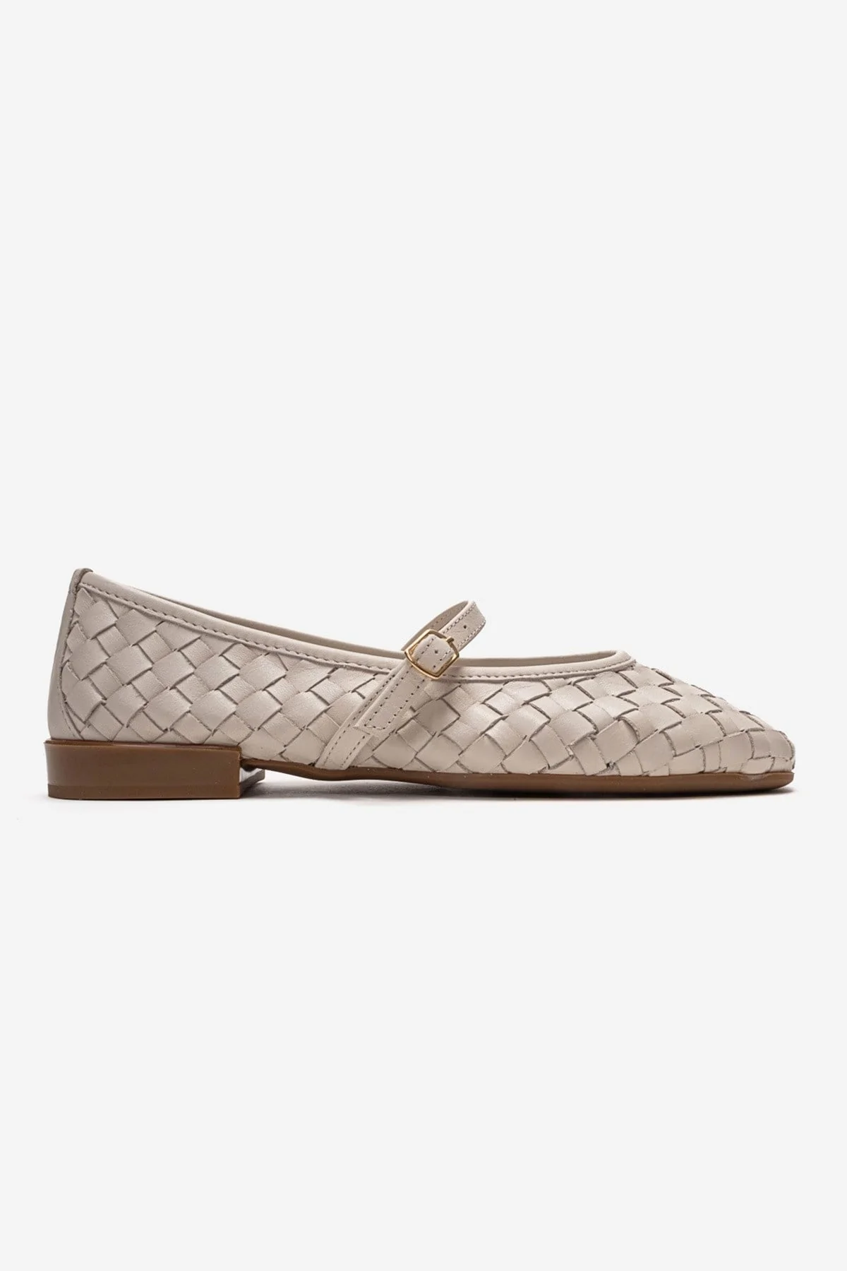 Yevora - Cream Genuine Leather Woven Strap Ballet Flat (Women) - Image 4