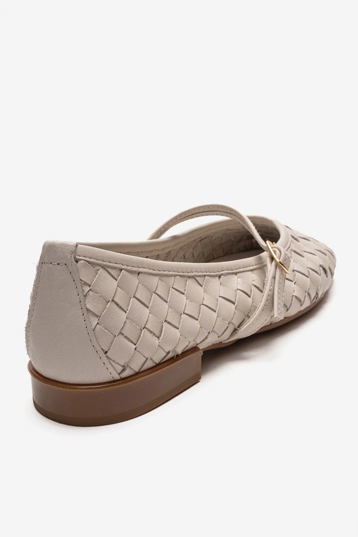 Yevora - Cream Genuine Leather Woven Strap Ballet Flat (Women) - Image 5