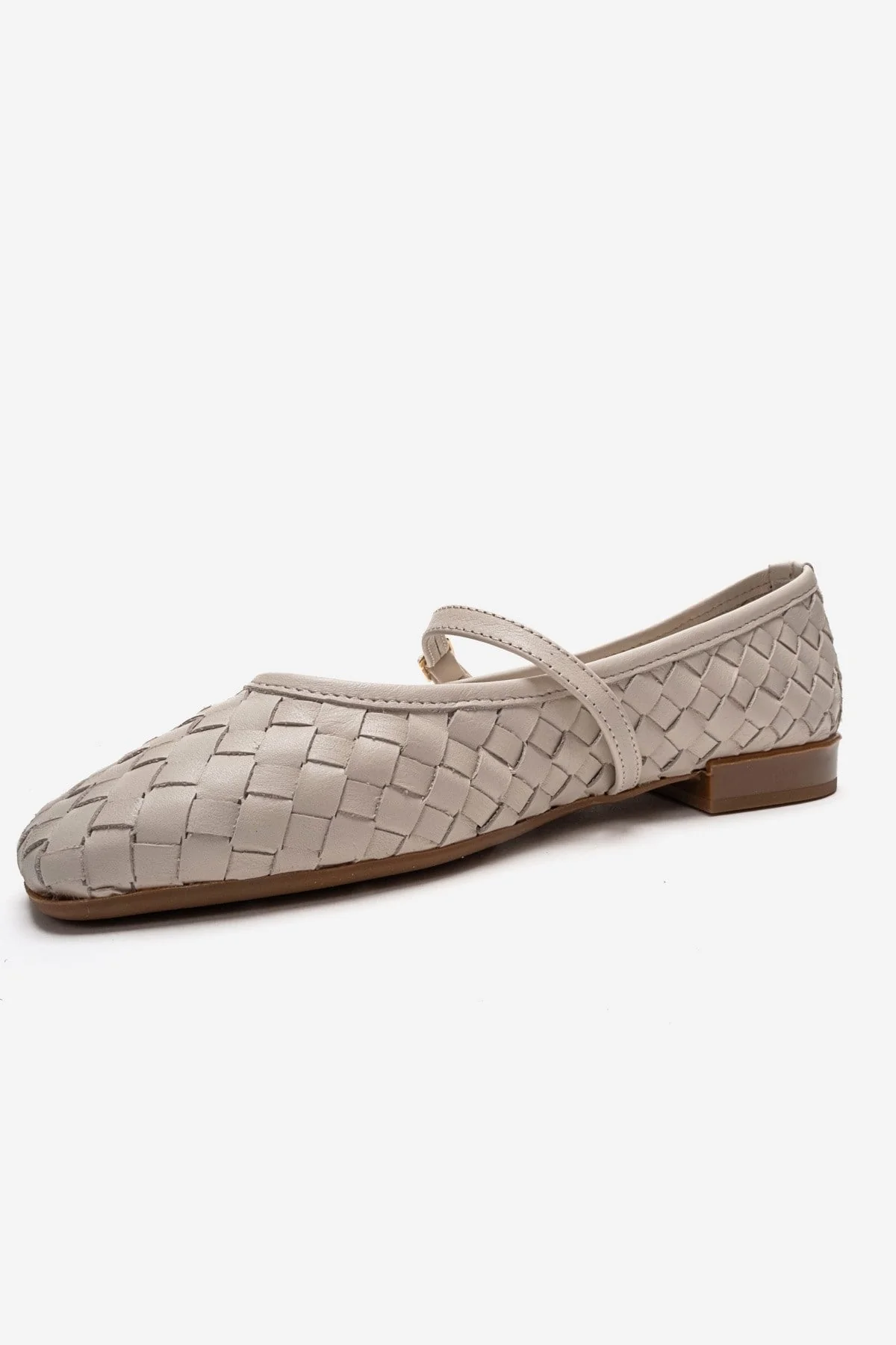 Yevora - Cream Genuine Leather Woven Strap Ballet Flat (Women) - Image 6