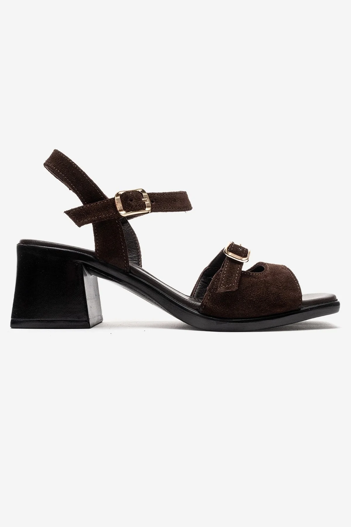 YOLEN - Brown Genuine Leather Block Heel Sandal (Women) - Image 4